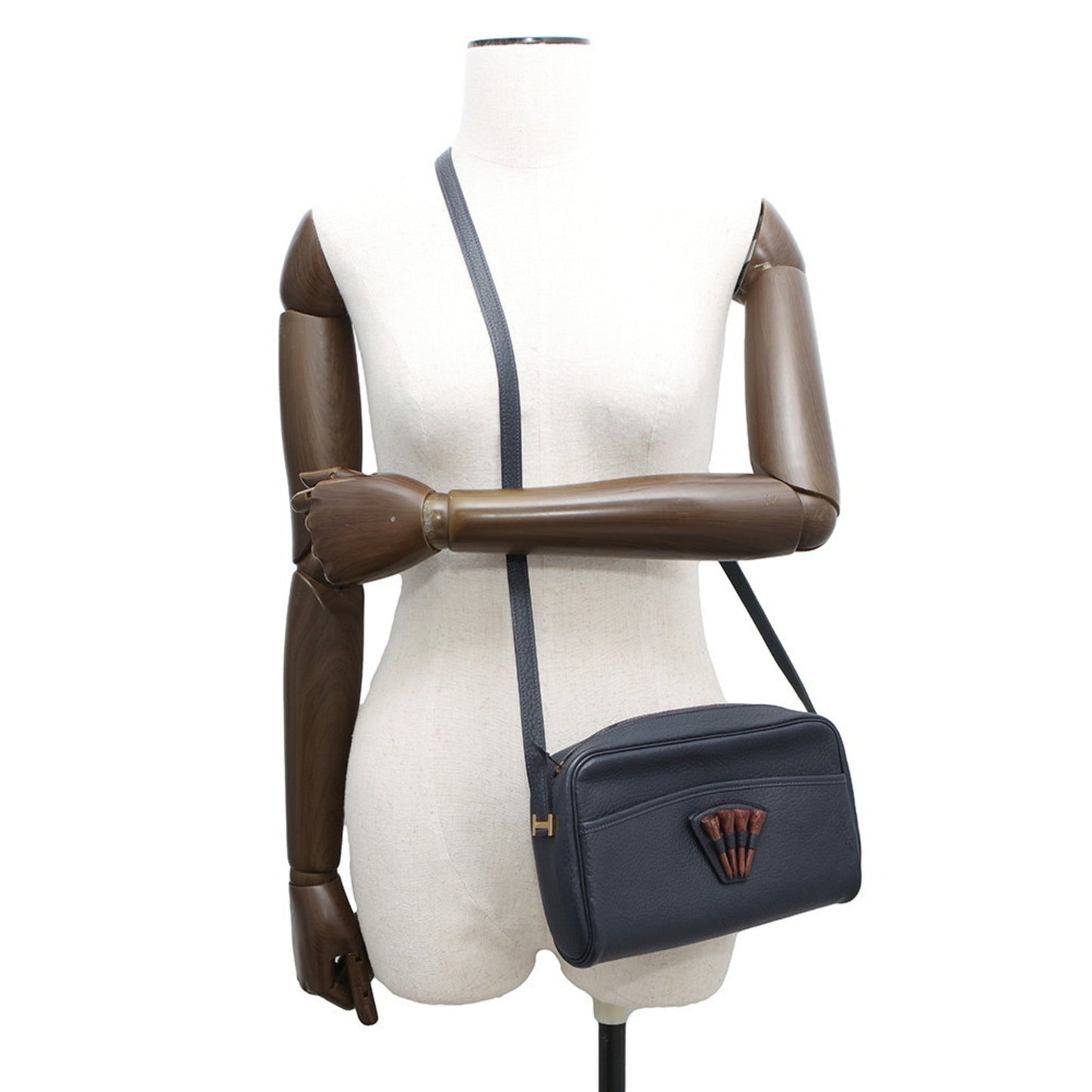 Hermes Kara Navy Fjord Leather Shoulder Bag ( )