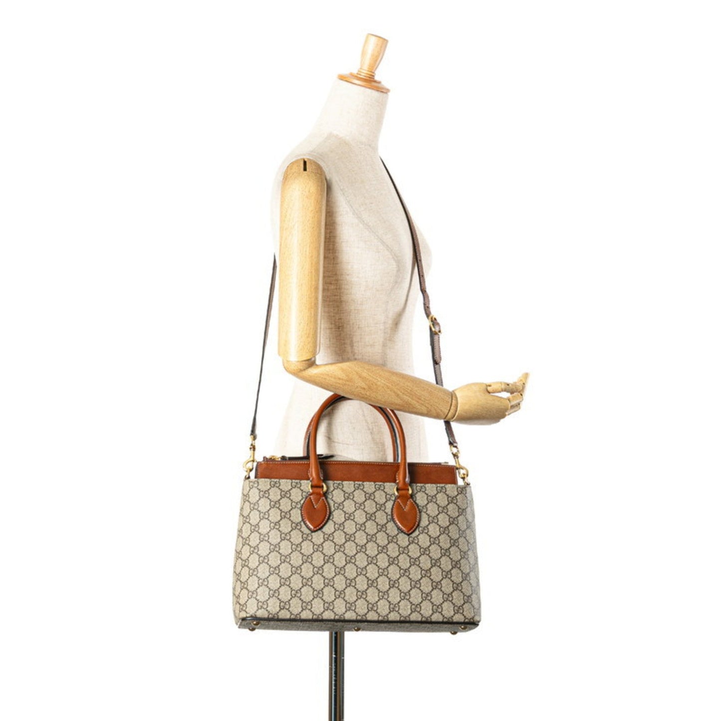 Gucci Beige Brown Pvc Leather Handbag Shoulder Bag ( )