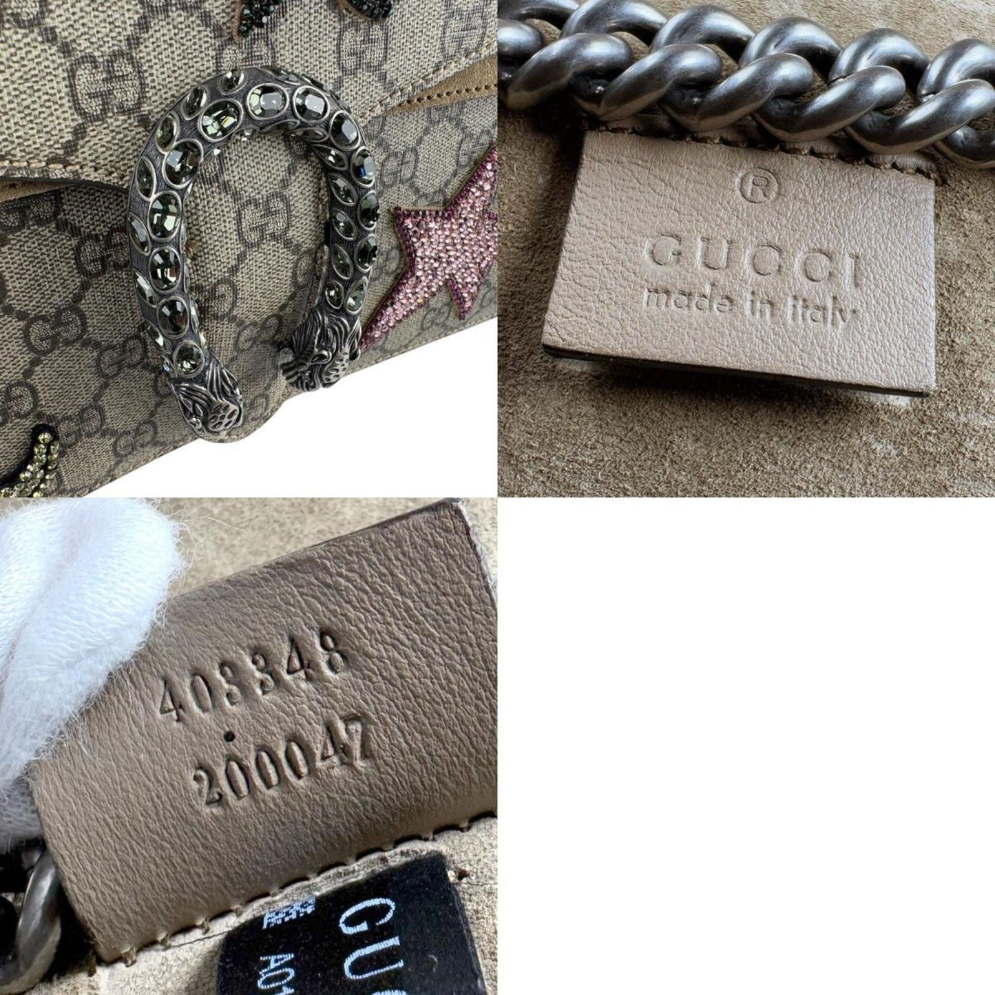 Gucci Brown Multi-Color Gg Supreme Rhinestone Shoulder Bag ( )