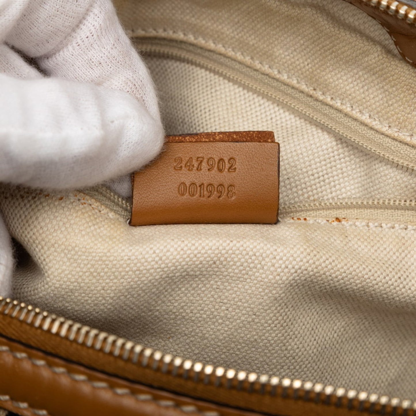 Gucci Beige Canvas Leather Handbag Shoulder Bag ( )