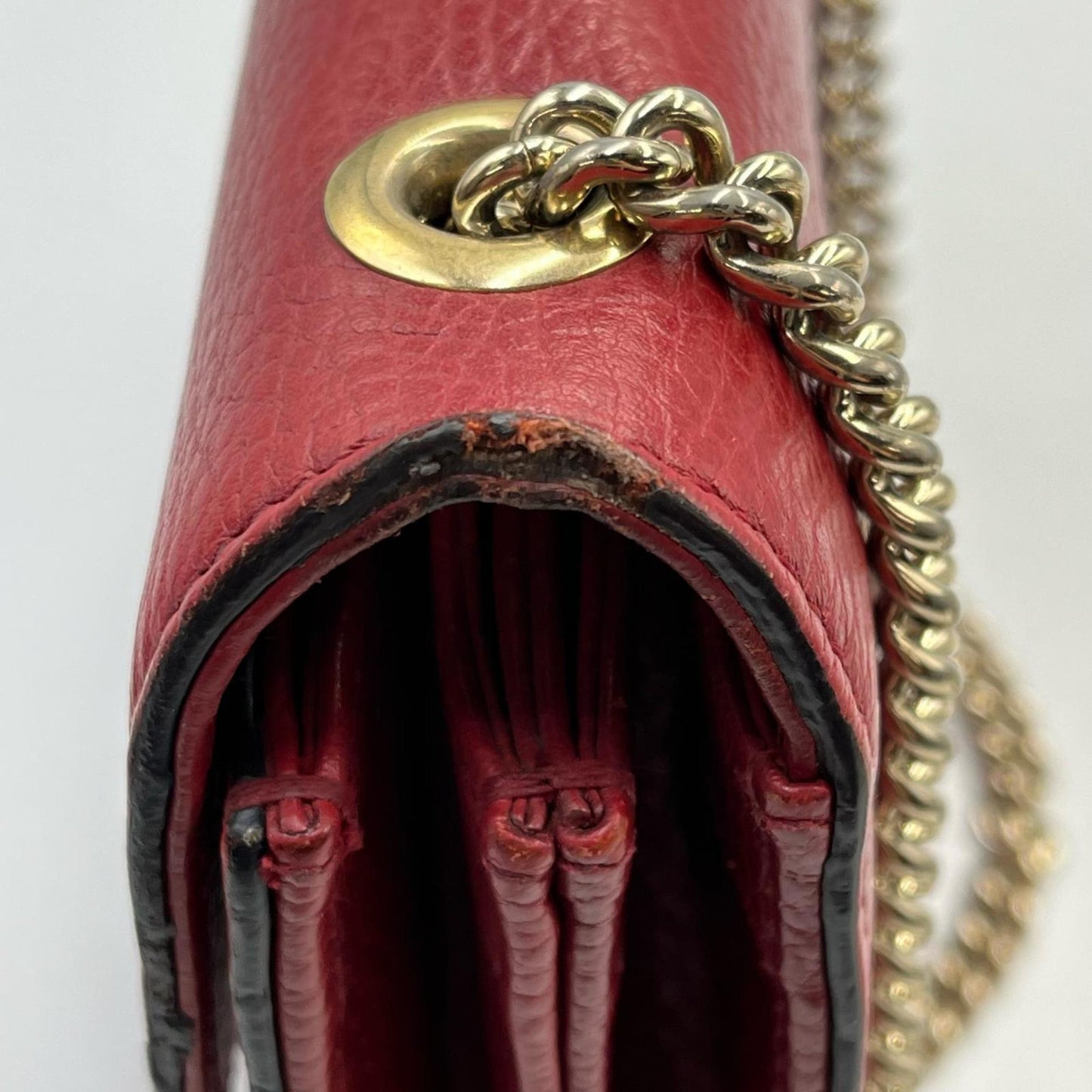 Gucci Red Color Leather Shoulder Bag ( )