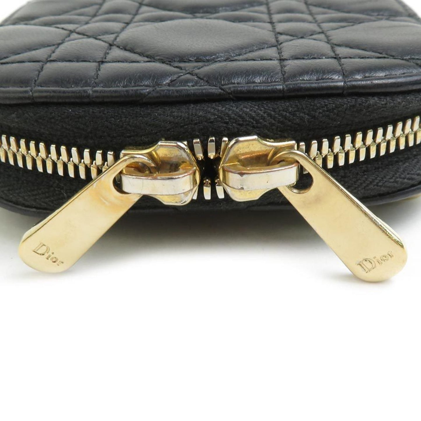Christian Dior Black Gold Leather Metal Shoulder Bag ()