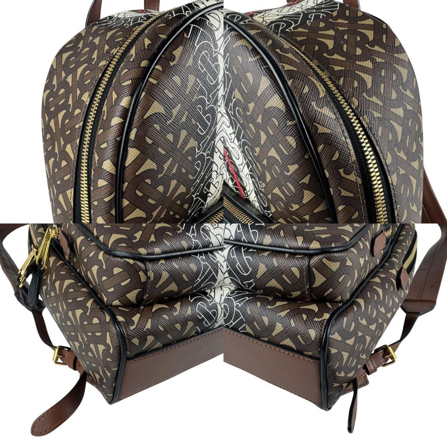 Burberry Black Brown White Pvc Leather Backpack ( )