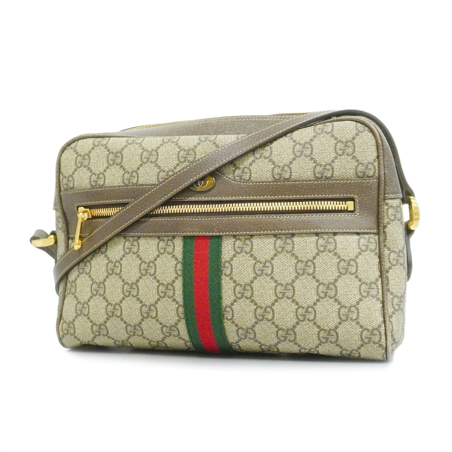 GUCCI Auth Sherry Line Shoulder Bag 517080 GG Supreme,Leather Beige,Brown