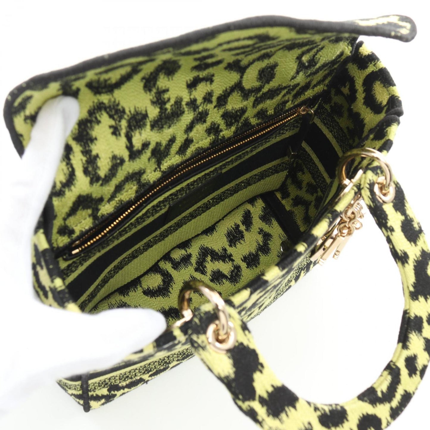 Christian Dior Black Green Canvas Handbag ()