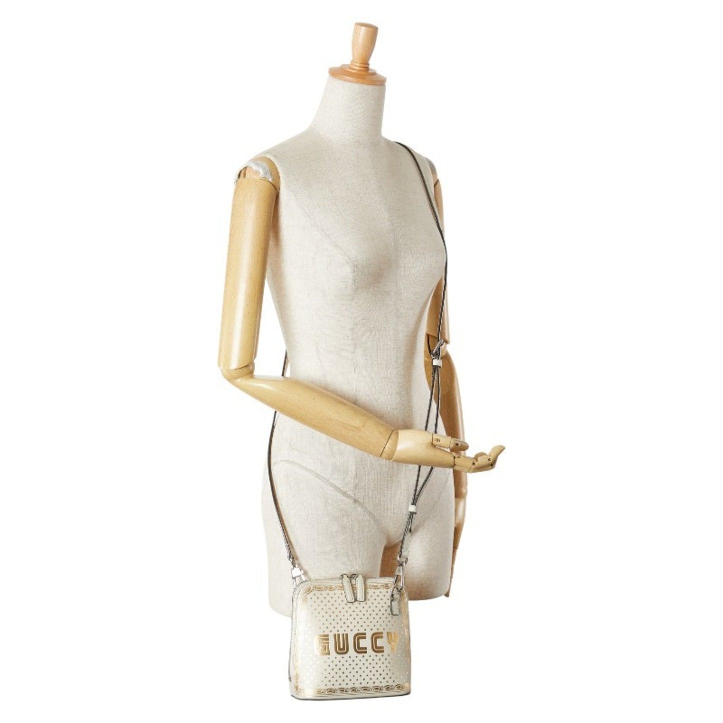 Gucci Gold White Leather Shoulder Bag ( )