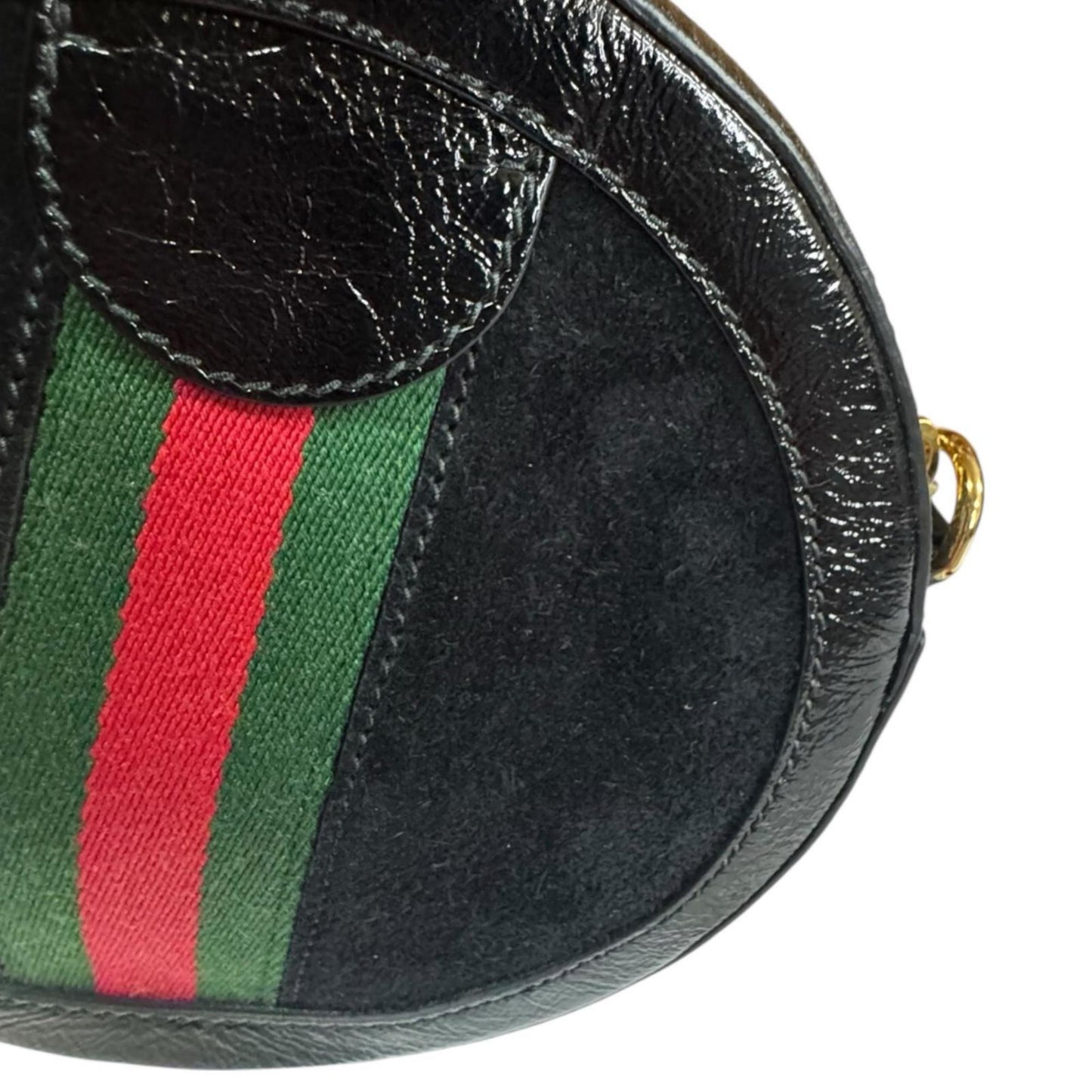 Gucci Black Patent Leather Suede Shoulder Bag ( )
