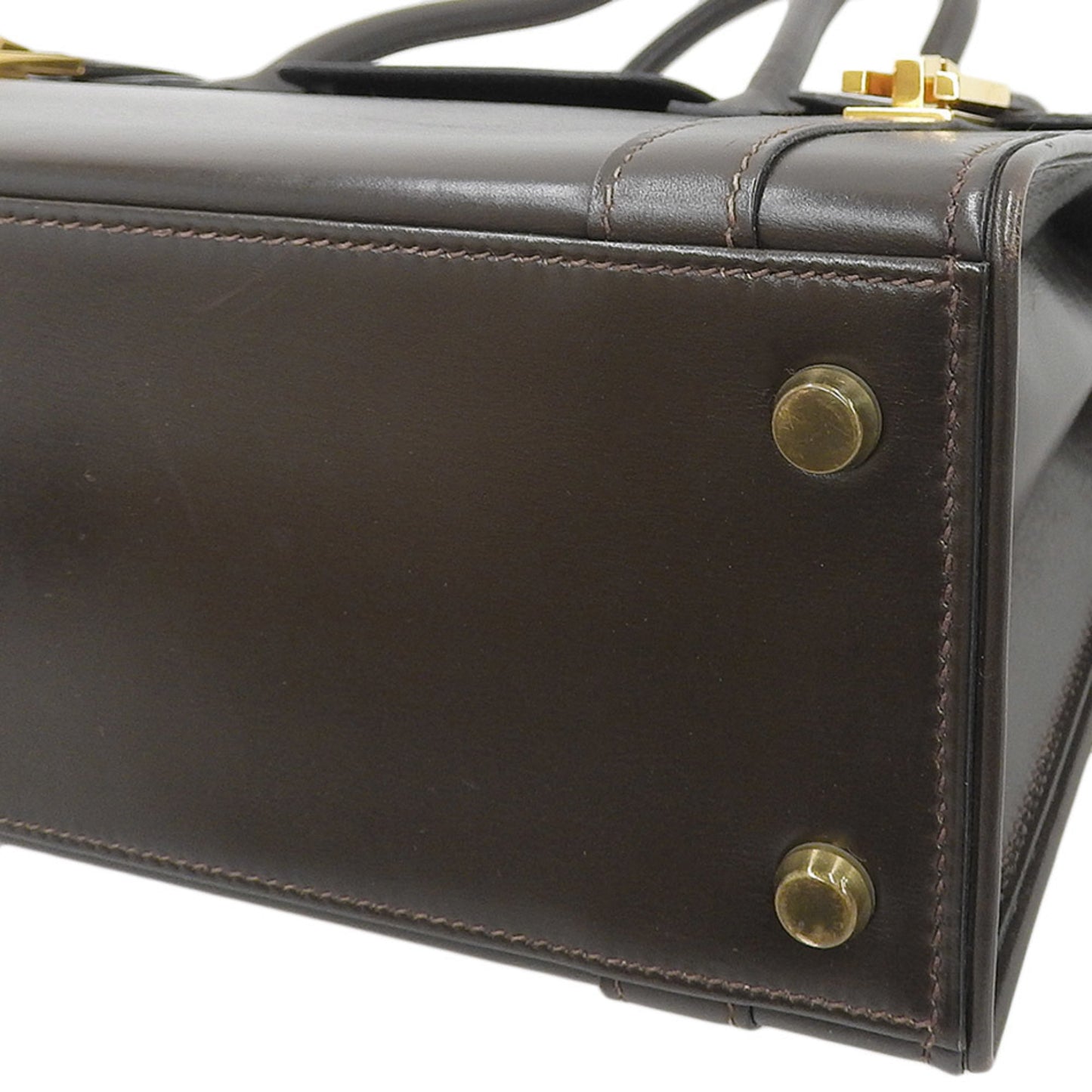 Hermes Chocolat Box Calf Leather Handbag ( )