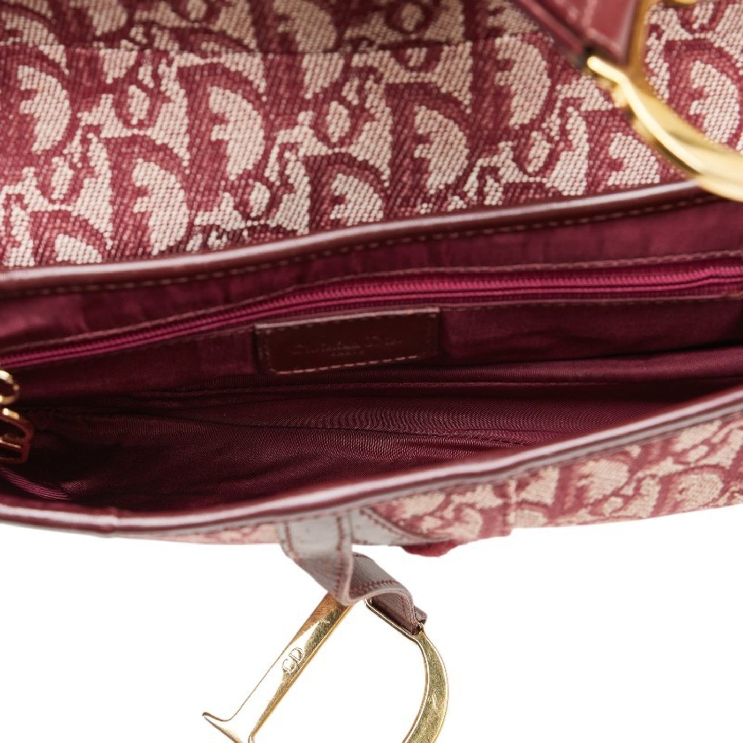 Christian Dior Bordeaux Red Color Canvas Leather Handbag ()