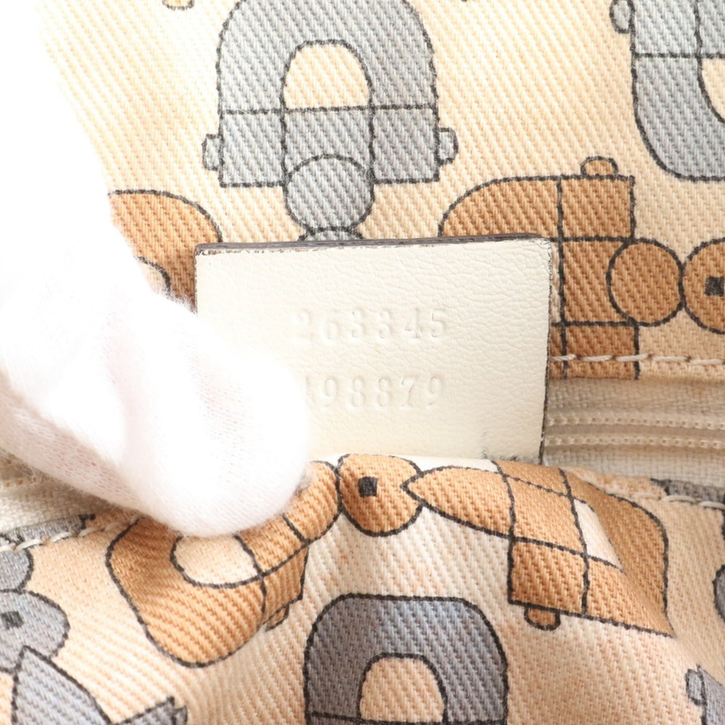 Gucci Beige Leather Canvas Tote Bag ( )