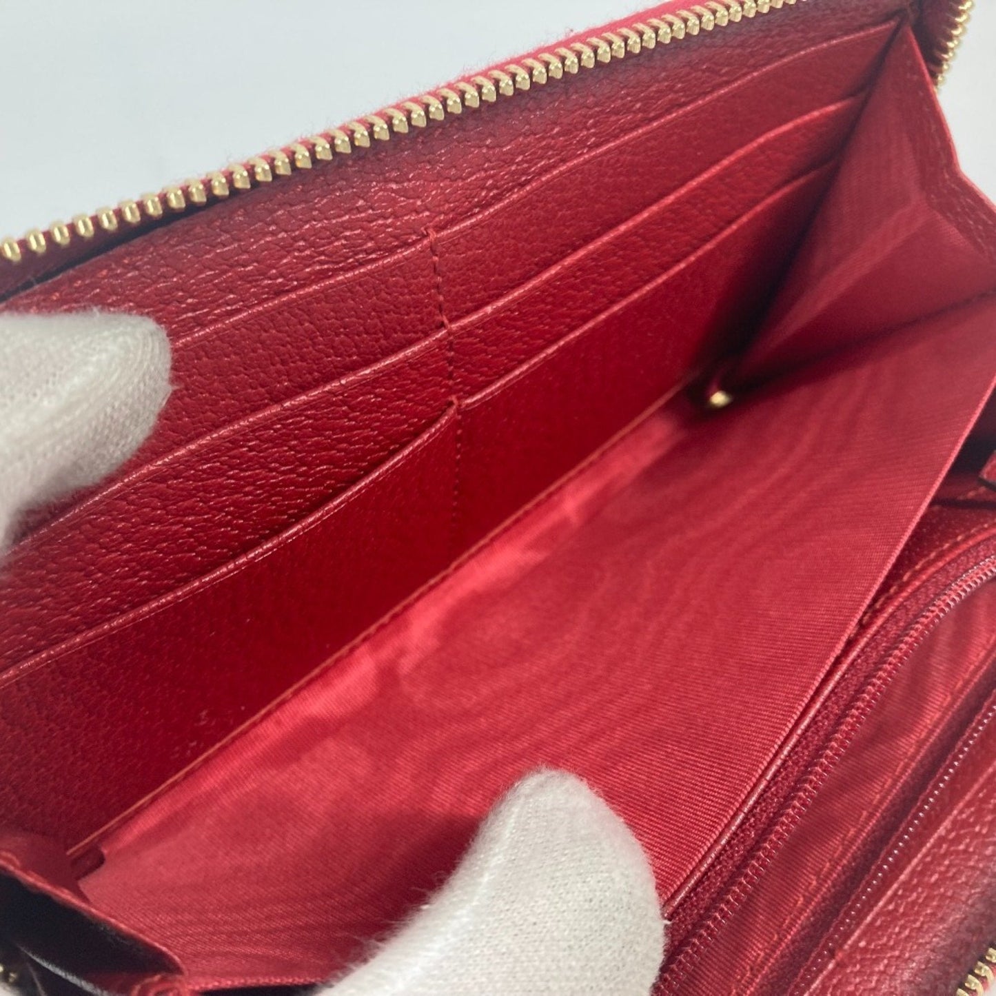 Gucci Blue Red Color White Canvas Leather Long Wallet (Bi-Fold) ( )