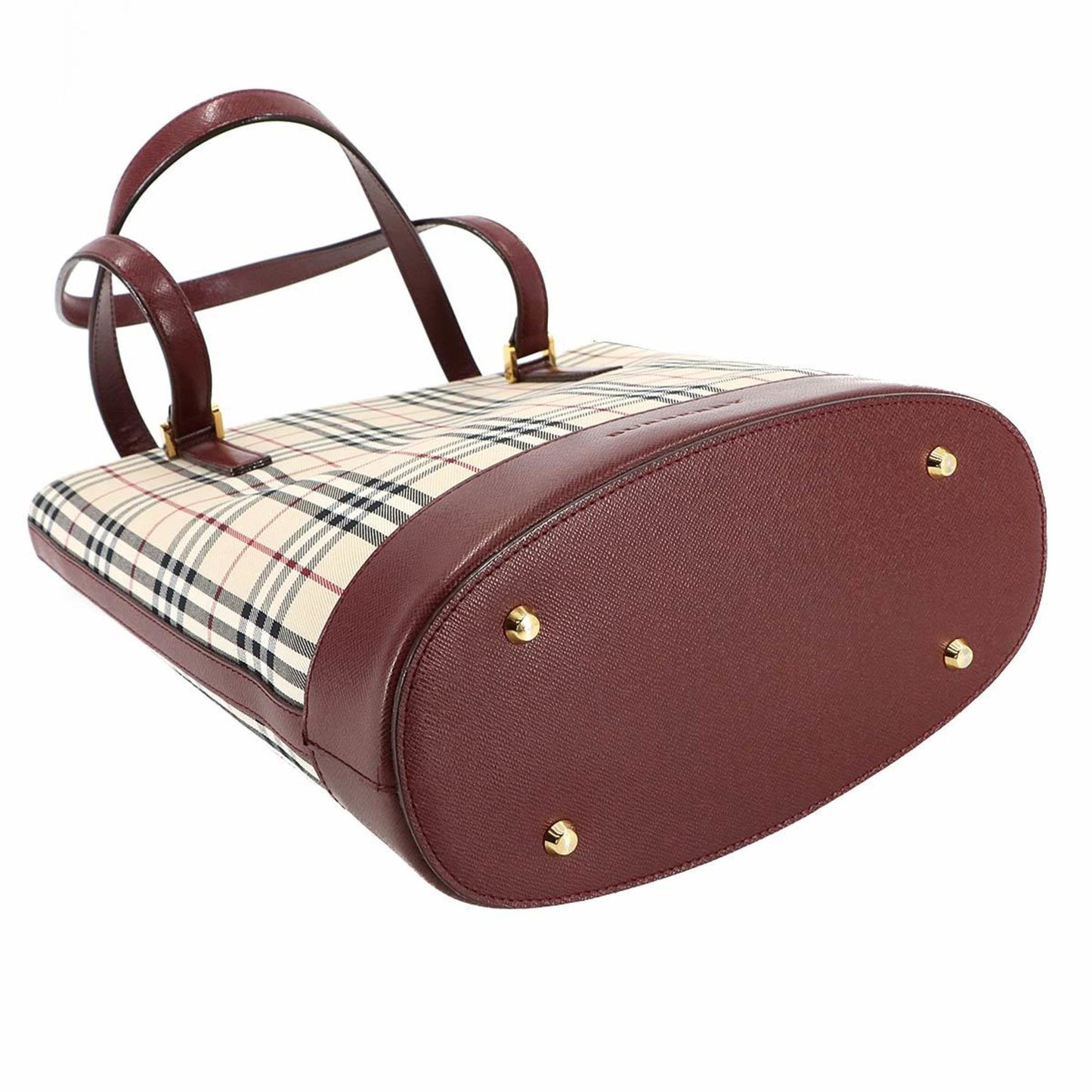 Burberry Beige Bordeaux Canvas Leather Tote Bag ( )