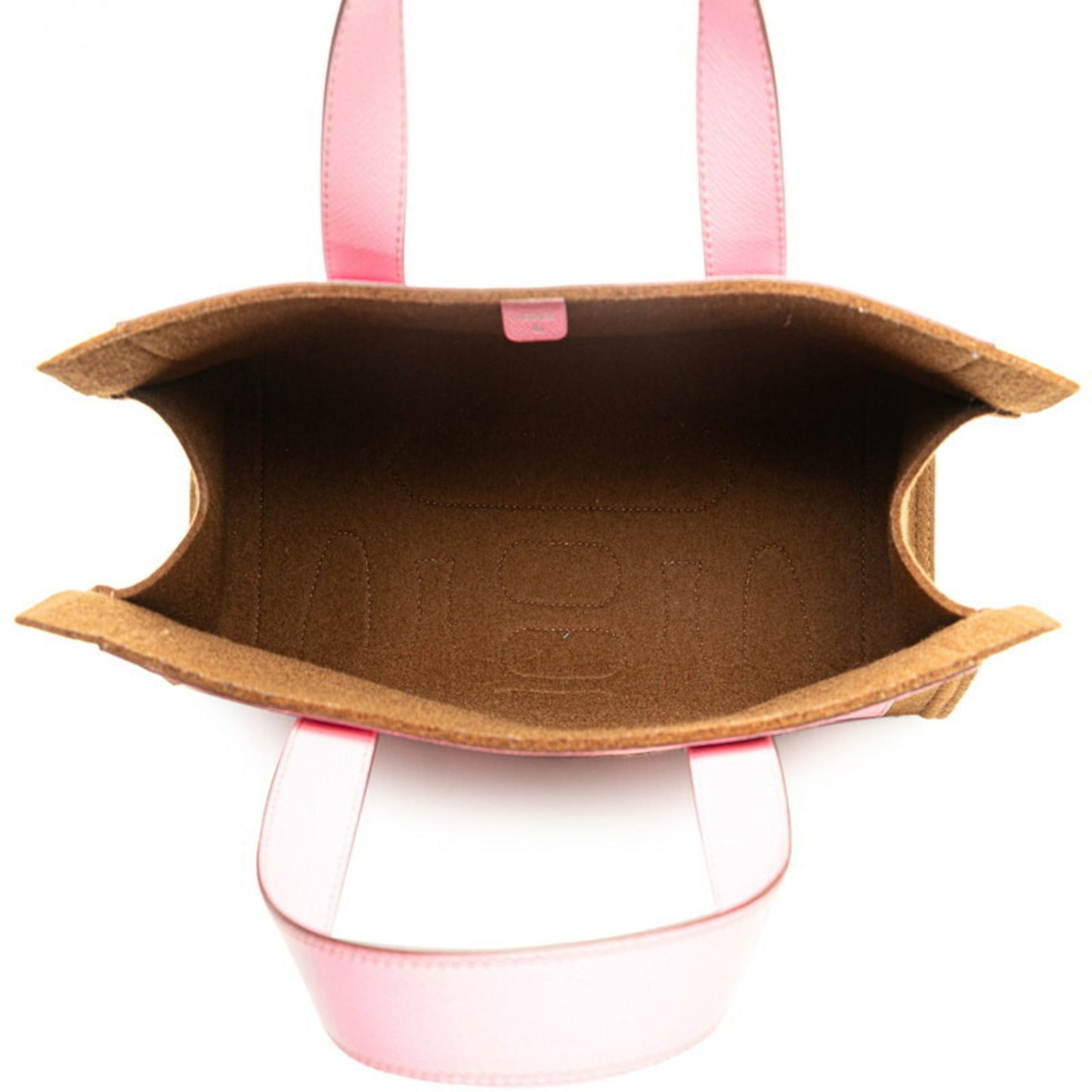 Hermes Brown Pink Felt Epsom Leather Handbag Tote Bag ( )