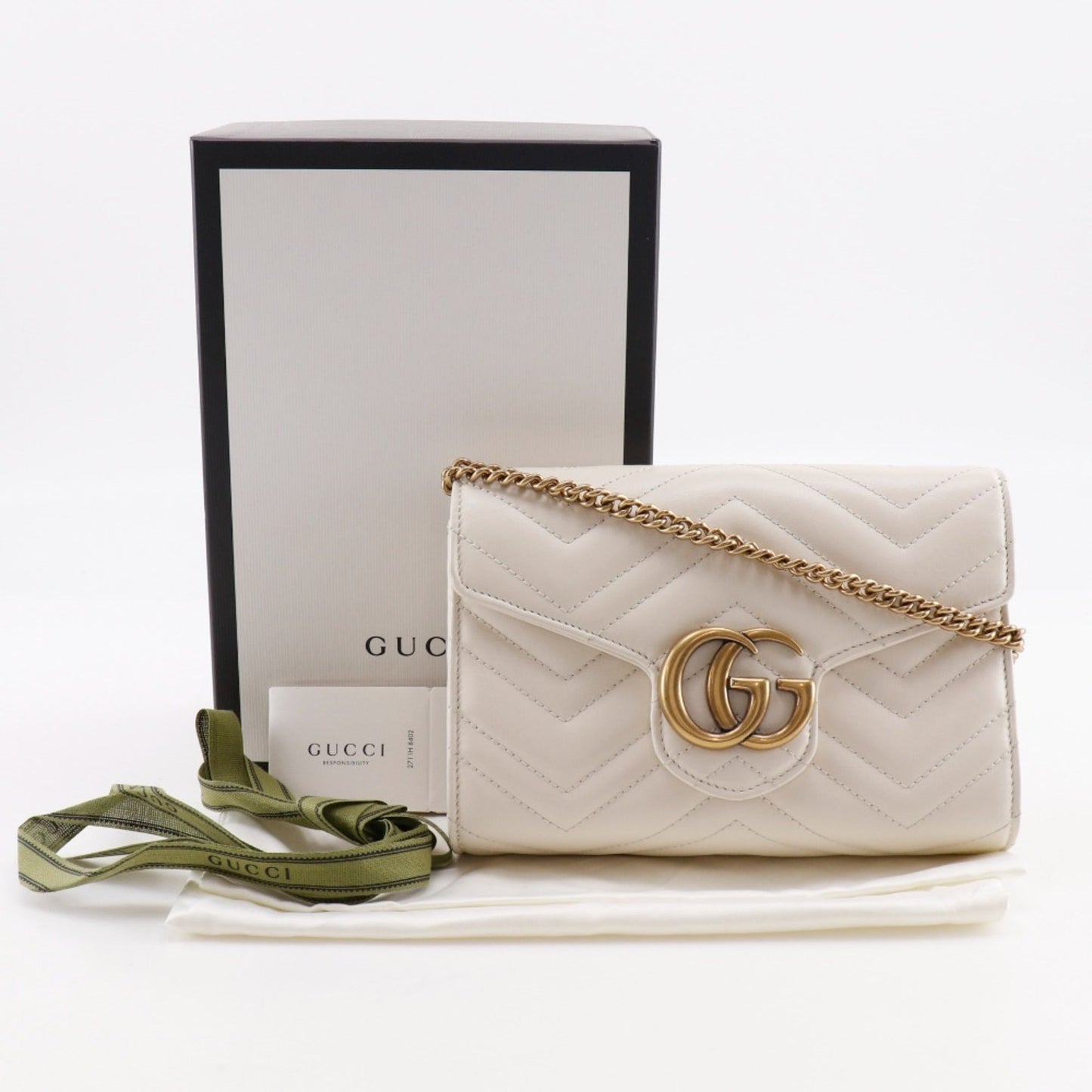 Gucci White Leather Chain/Shoulder Wallet ( )