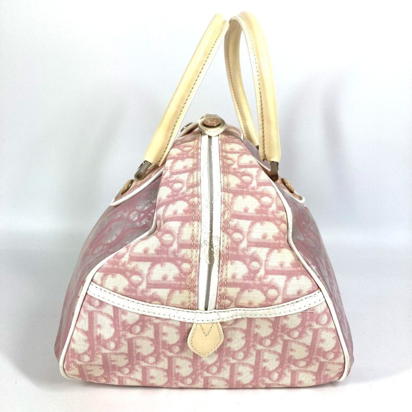 Christian Dior Pink Yellow Trotter Boston Bag Handbag Tote Bag ()