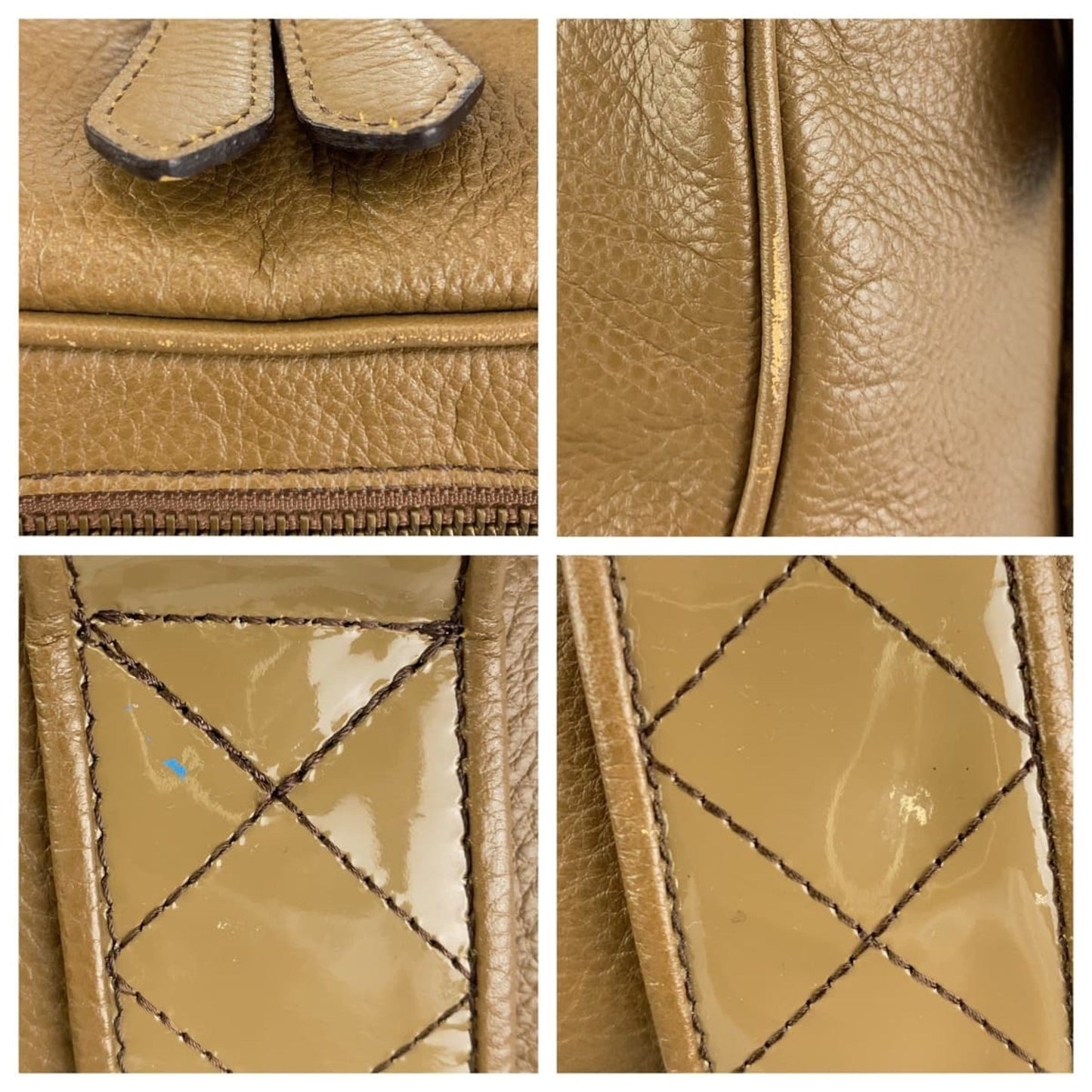 Burberry Khaki Brown Leather Handbag Shoulder Bag ( )