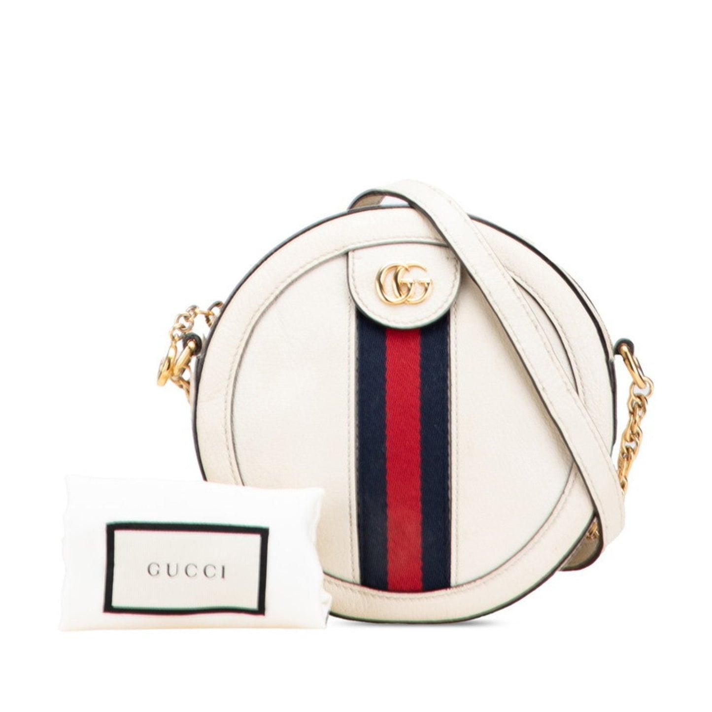 Gucci Ophidia Navy Red Color White Leather Shoulder Bag ( )
