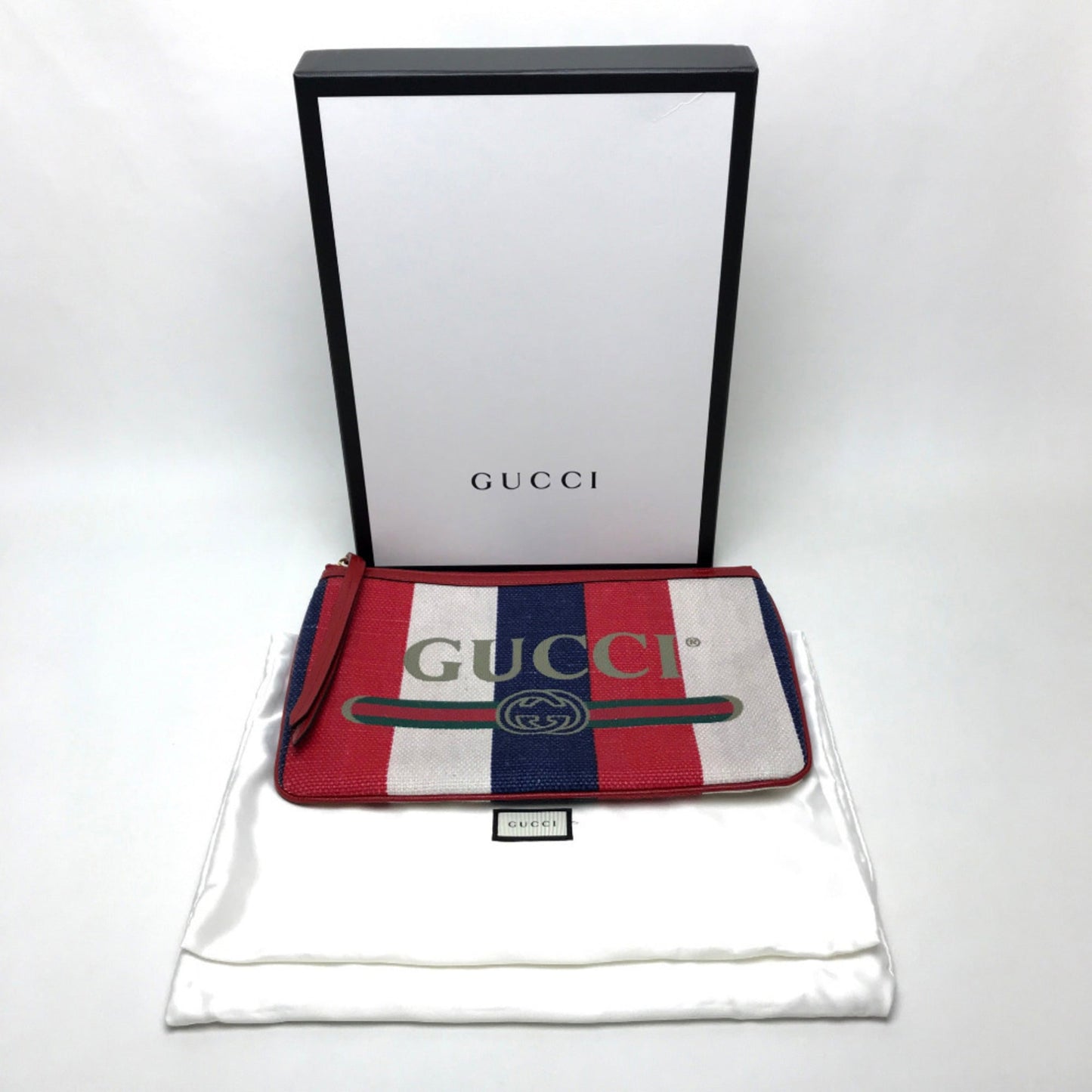 Gucci Red Color Canvas Leather Clutch Bag ( )
