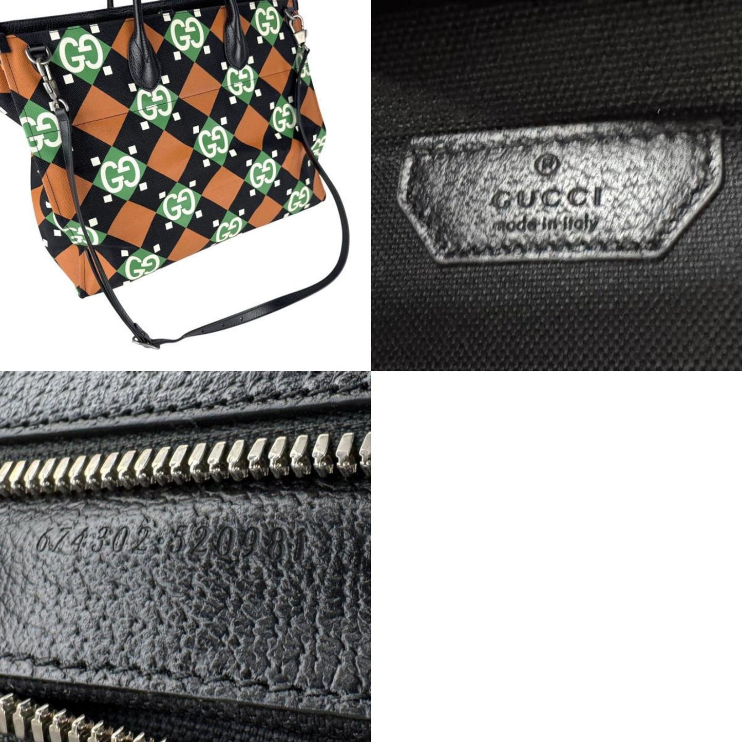 Gucci Multi-Color Coated Canvas Leather Handbag Shoulder Bag ( )