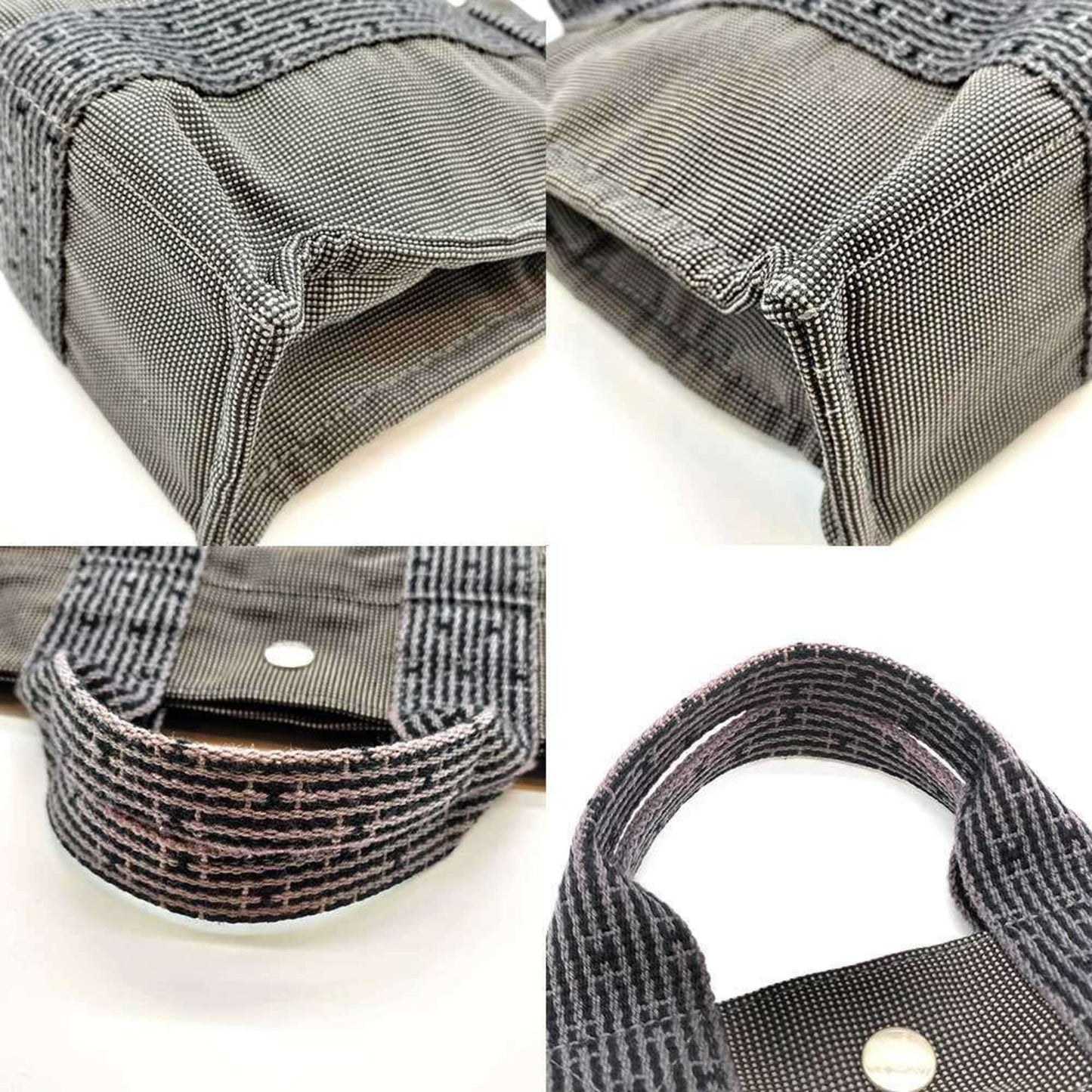 Hermes Her Line Gray Canvas Handbag Tote Bag ( )
