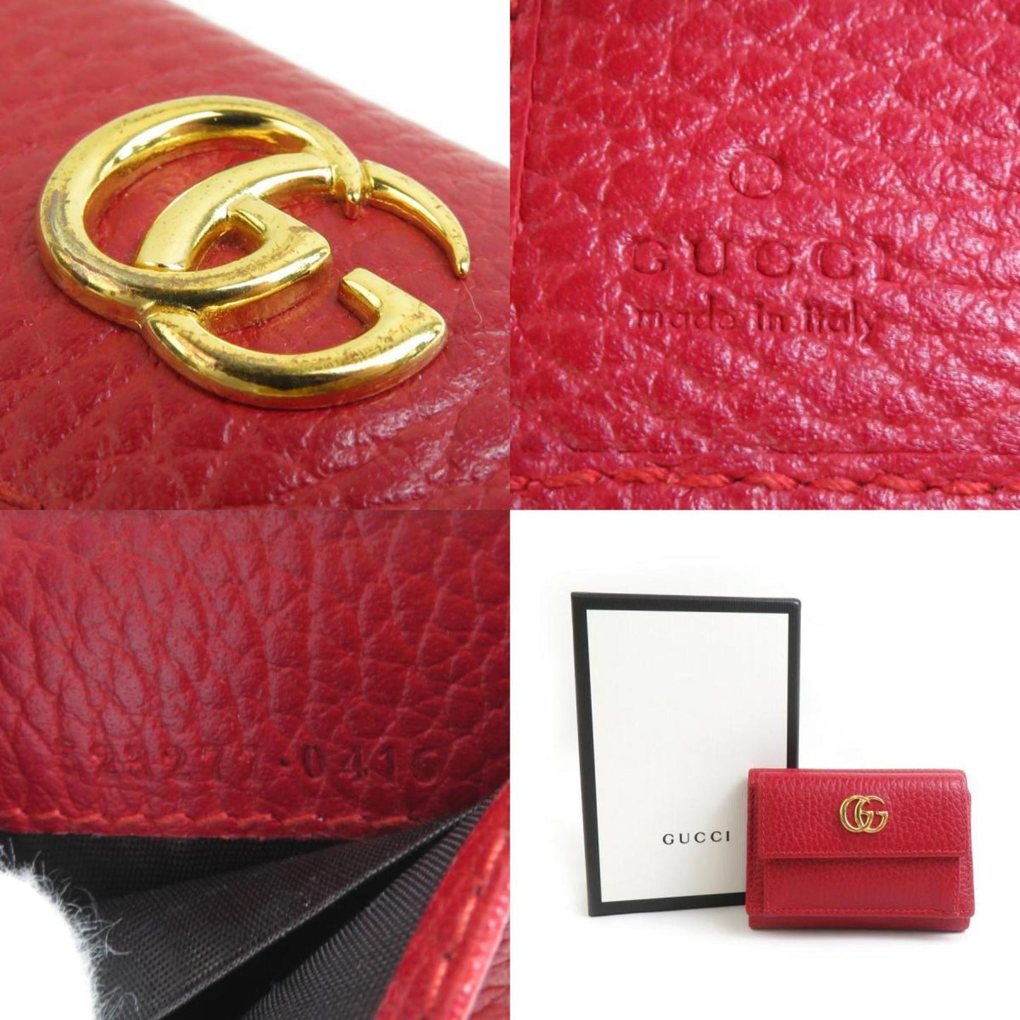 Gucci Red Color Leather Wallet (Tri-Fold) ( )