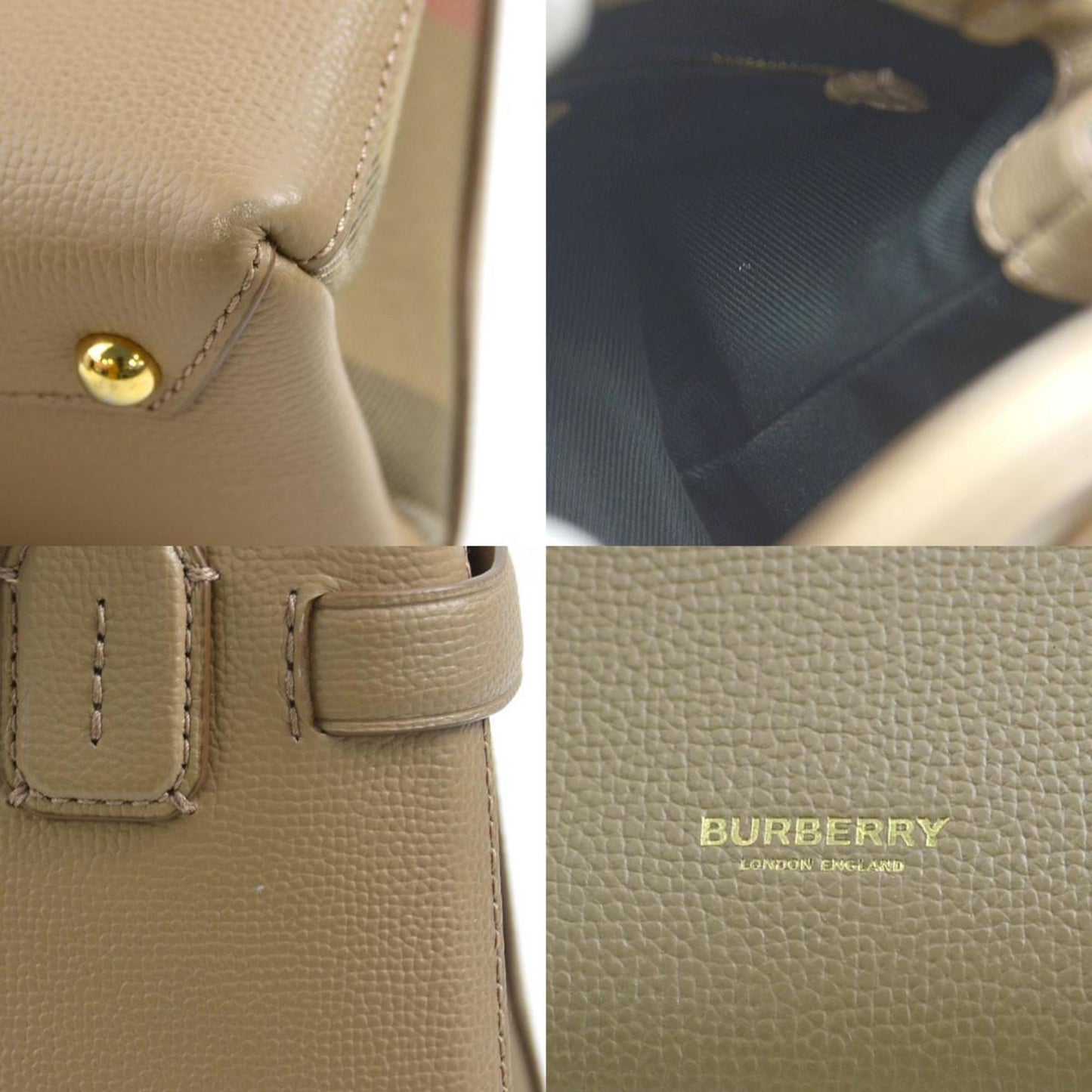 Burberry Camel Leather Canvas Handbag Shoulder Bag ( )