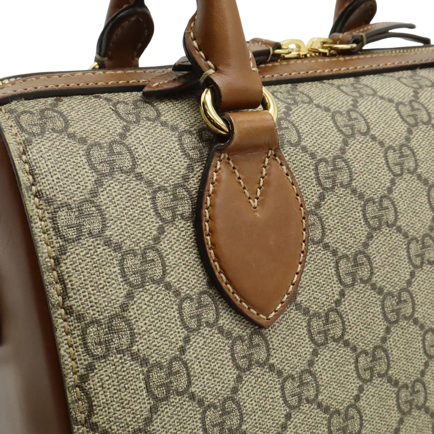 Gucci Beige Brown Gg Supreme Canvas Leather Handbag Shoulder Bag ( )