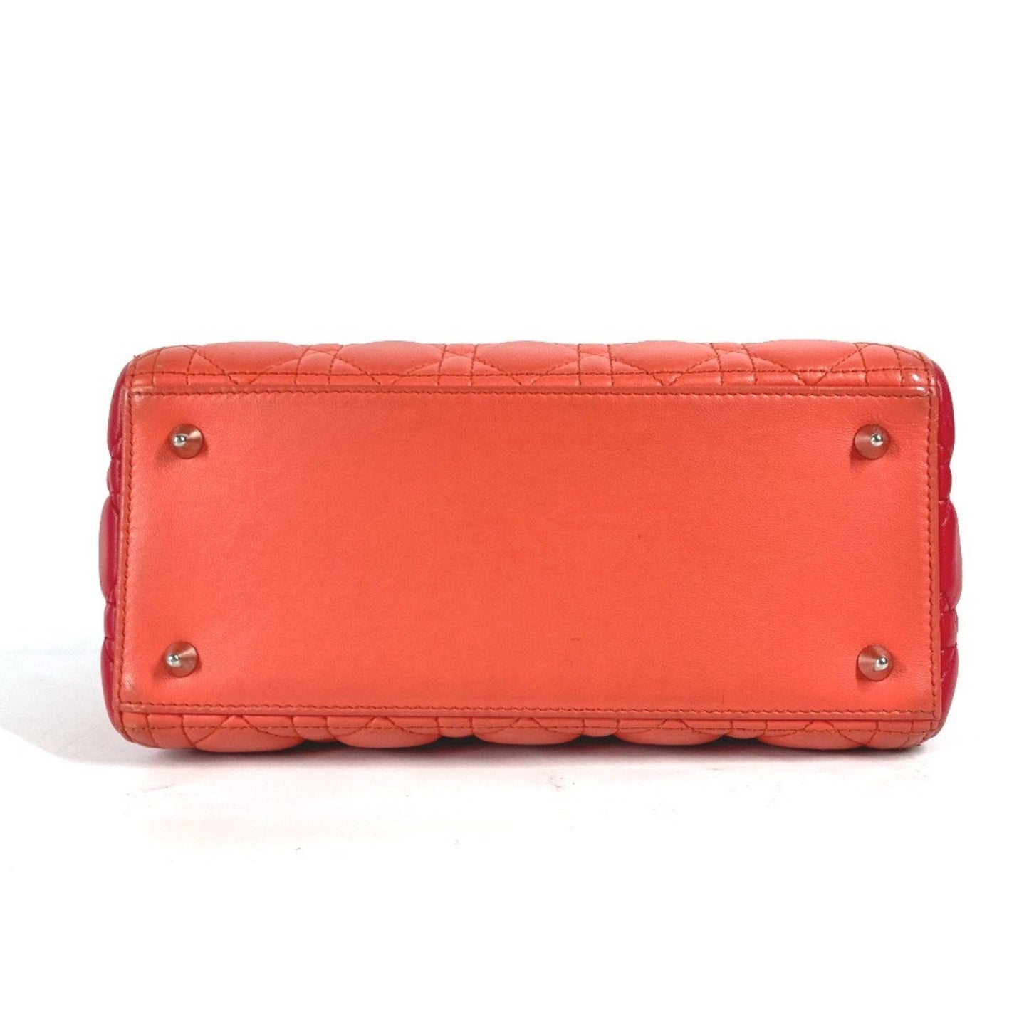 Christian Dior Lady Dior Orange Pink Red Color Leather Handbag Shoulder Bag Tote Bag ()