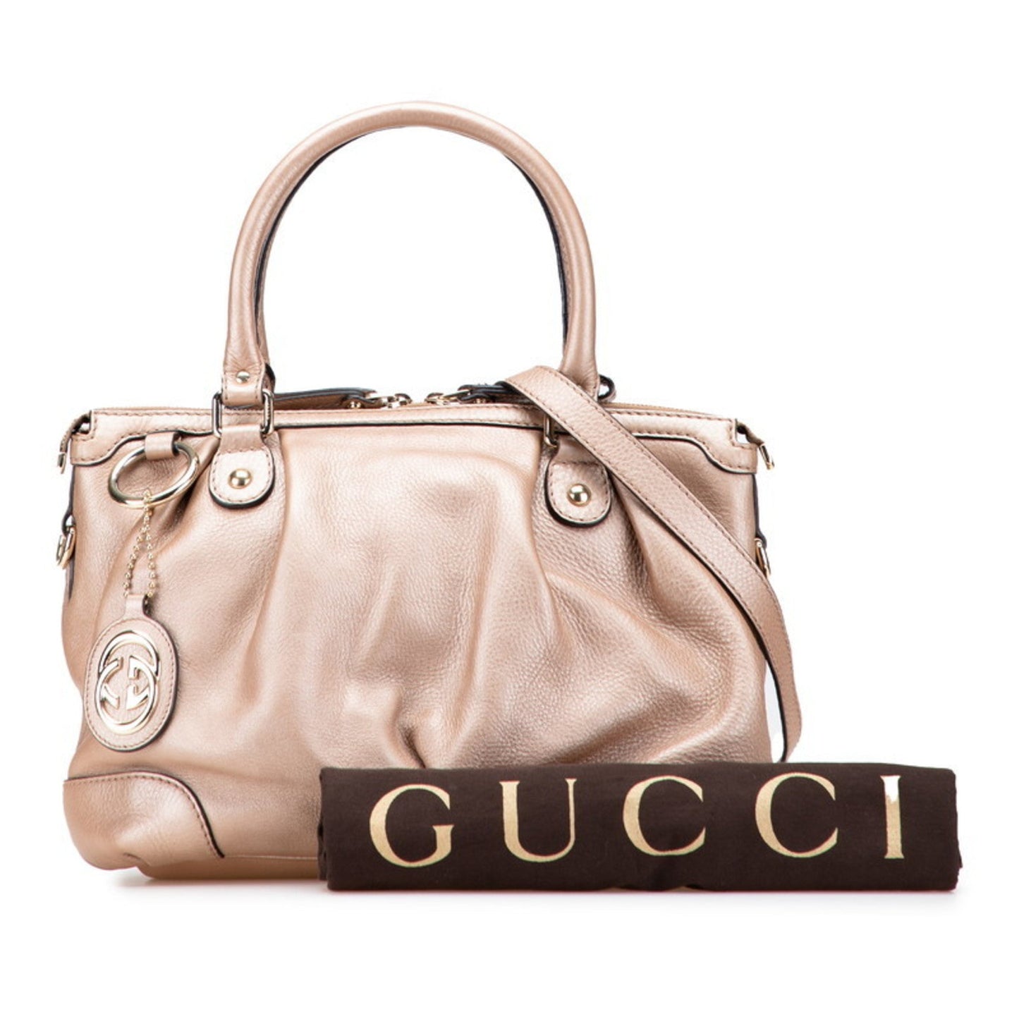Gucci Sukey Beige Pink Beige Leather Handbag Shoulder Bag ( )