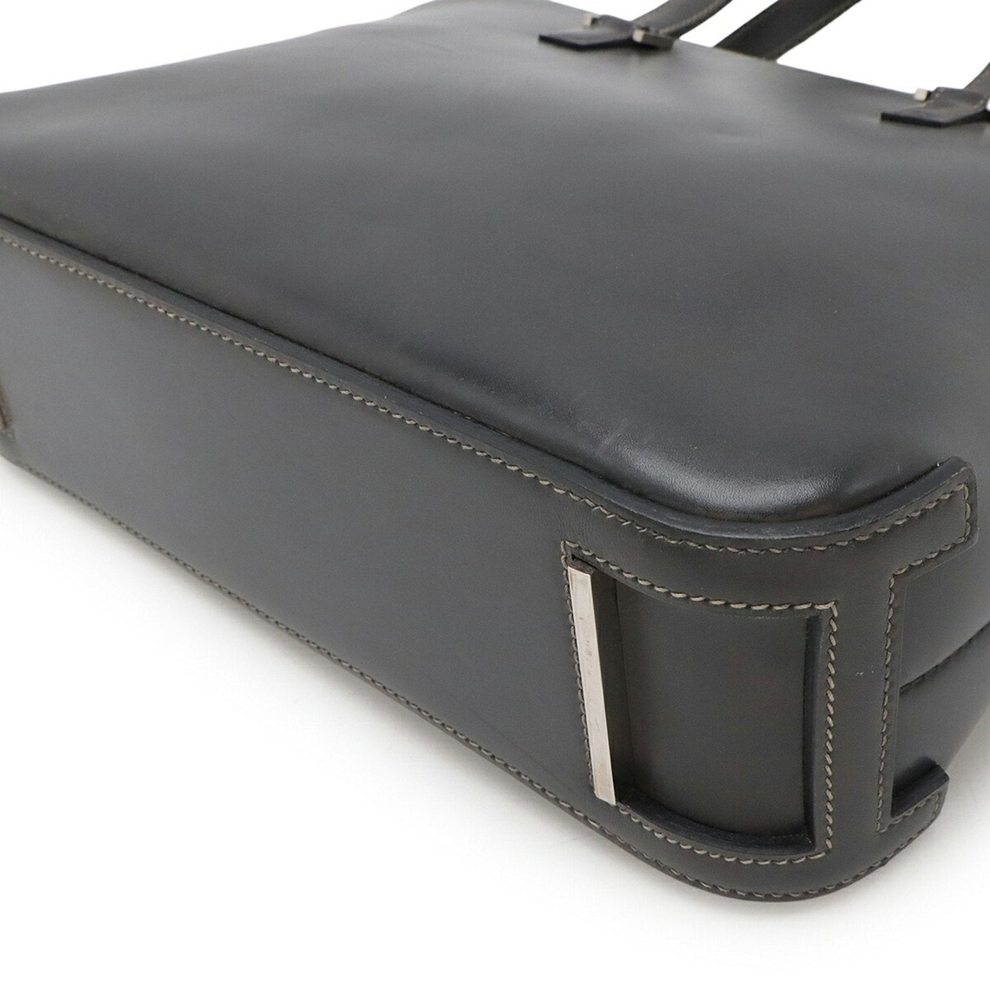 Hermes Dark Gray Box Calf Leather Handbag Tote Bag ( )