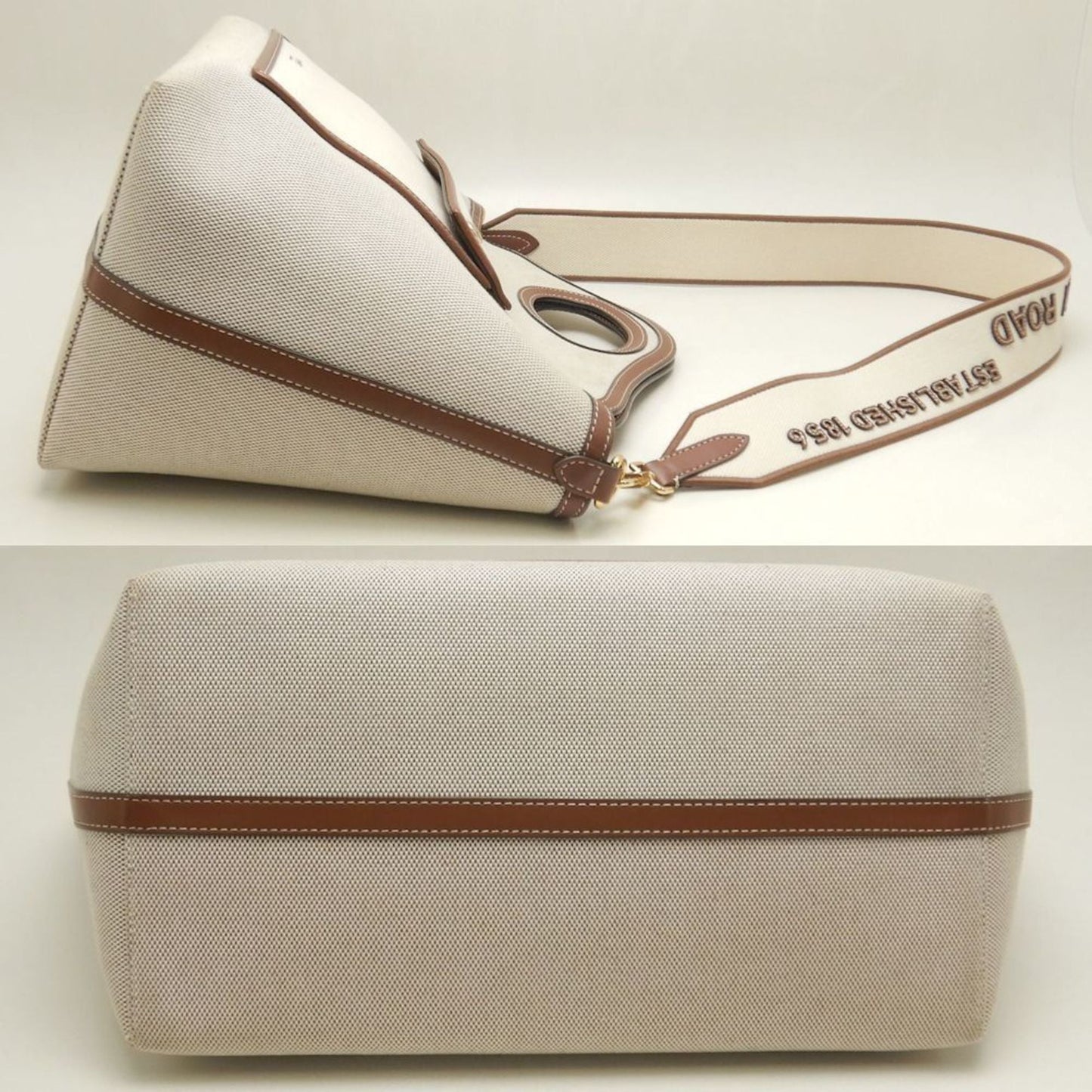 Burberry Gold Canvas Leather Tote Bag ( )