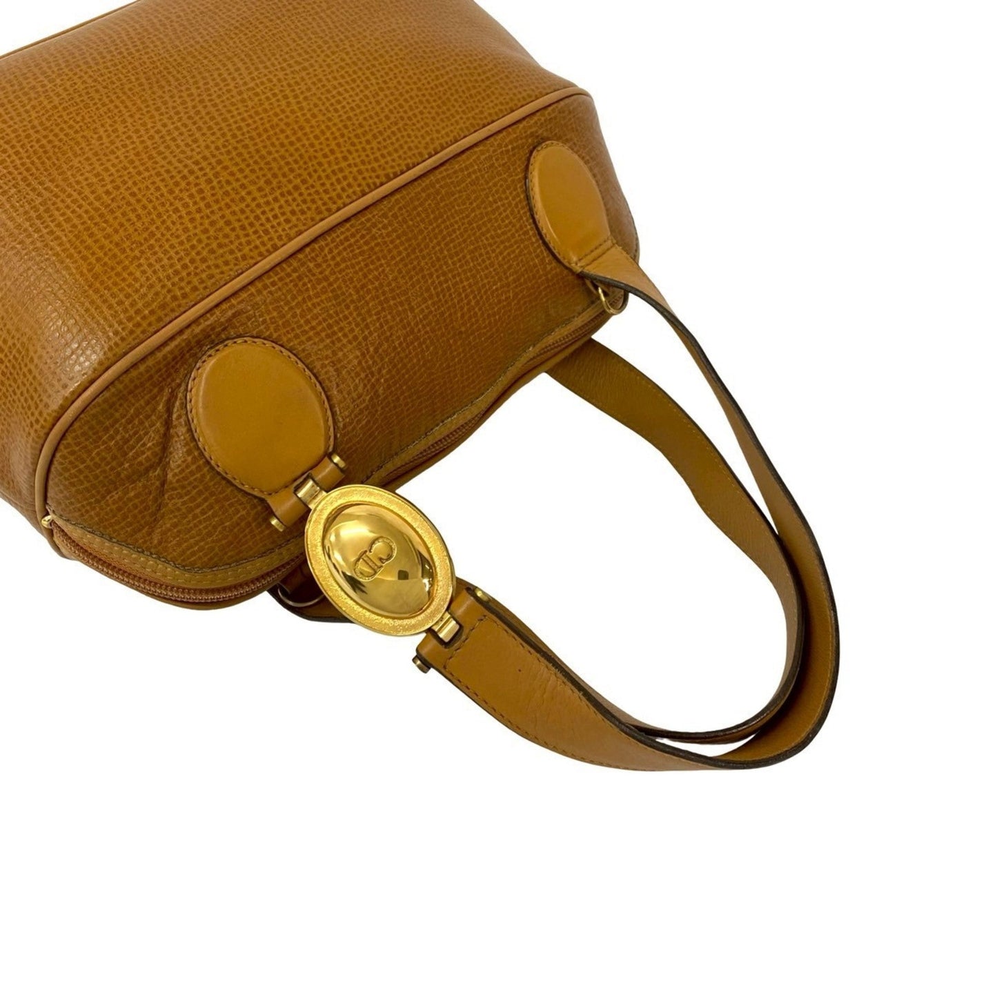 Christian Dior Brown Leather Boston Bag Handbag Shoulder Bag ()