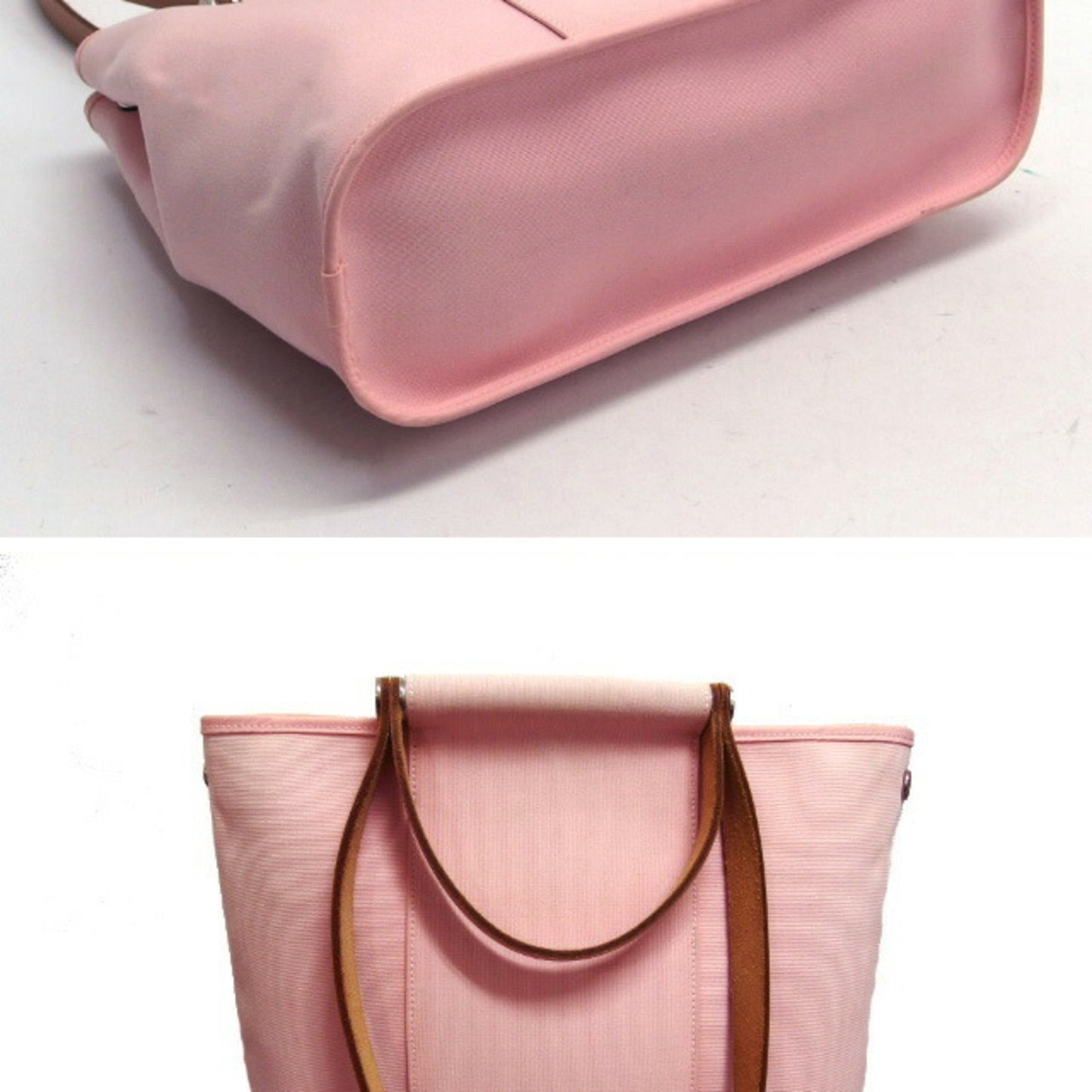Hermes Cabag Light Pink Toile Officier Handbag Shoulder Bag Tote Bag ( )