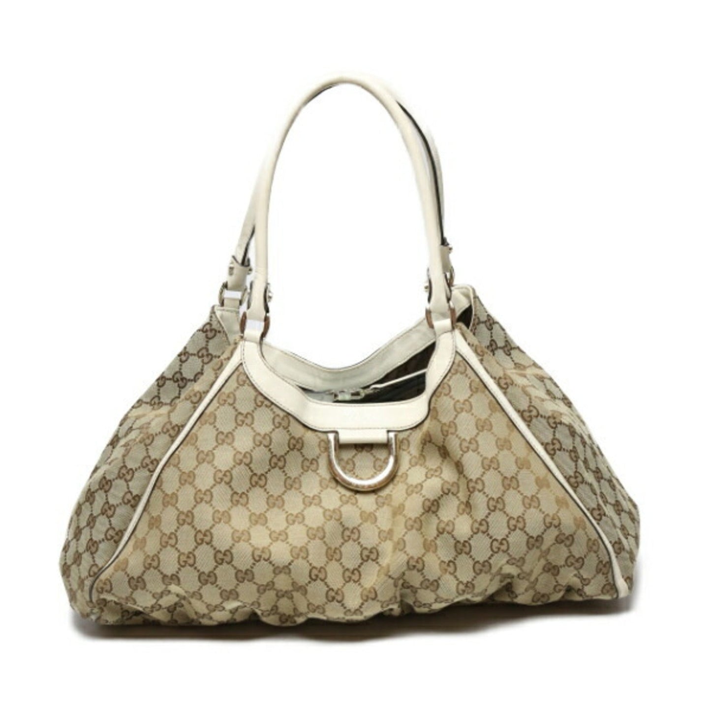 GUCCI Sookie Canvas x Calf GG 189835 Beige White Tote Bag