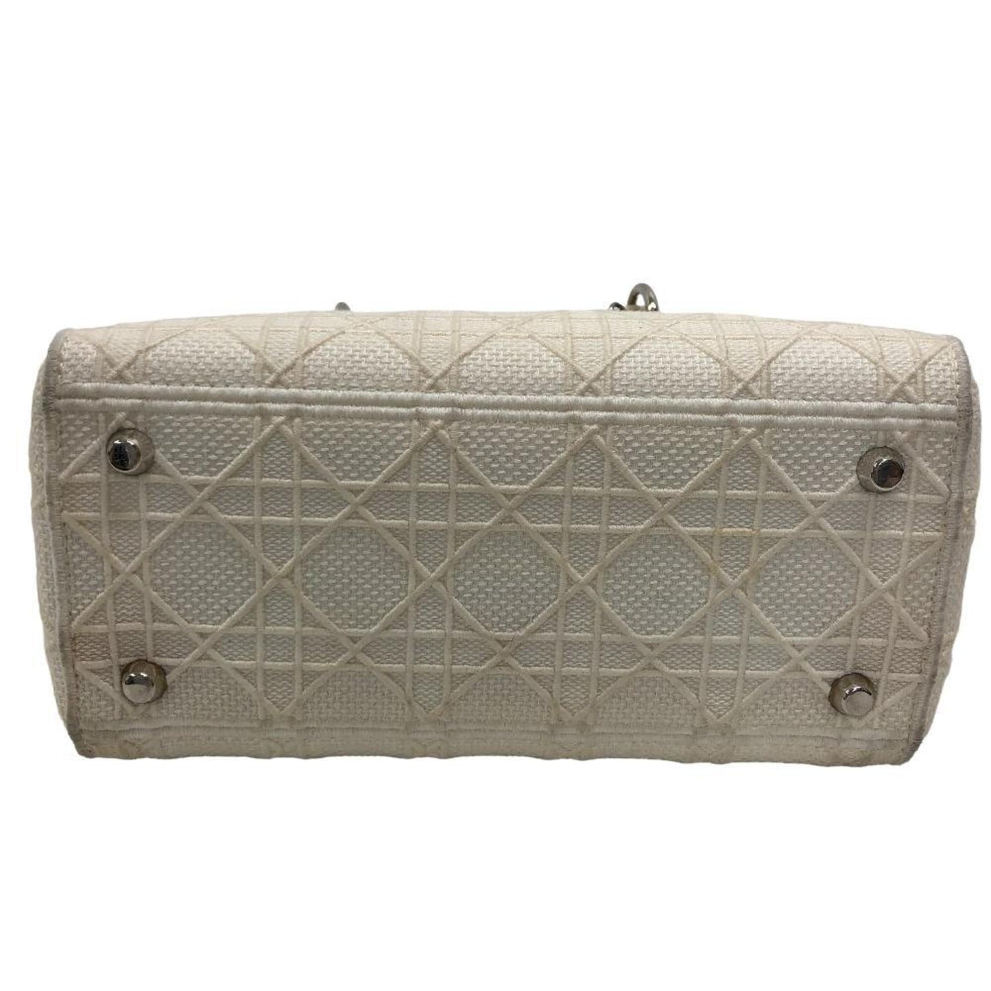 Christian Dior Lady Dior White Canvas Handbag ()