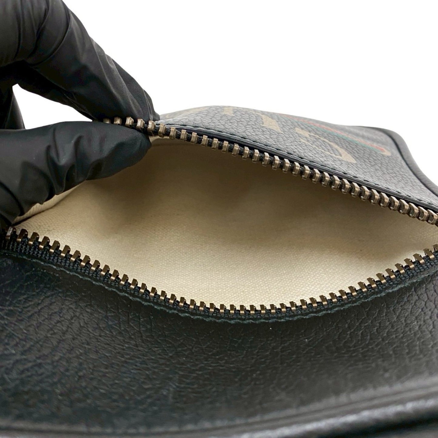 Gucci Black Green Red Color Leather Messenger Bag Pochette Shoulder Bag ( )