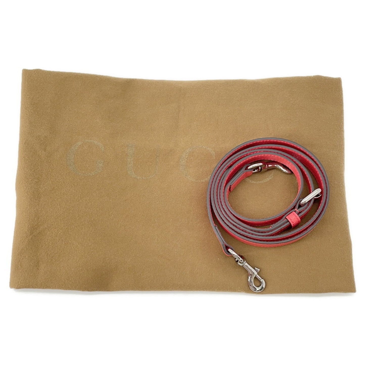 Gucci Red Brown Leather Shoulder Bag Tote Bag ( )