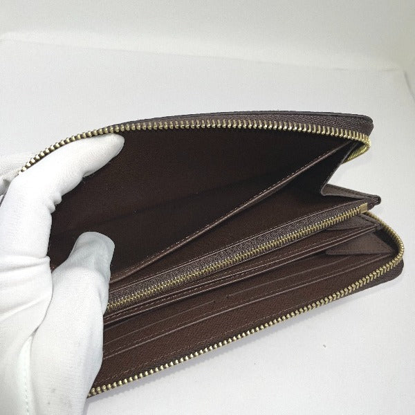 LOUIS VUITTON Long Wallet Purse N41661 Damier canvas Brown Zip Around Damier Zippy wallet unisex(Unisex)