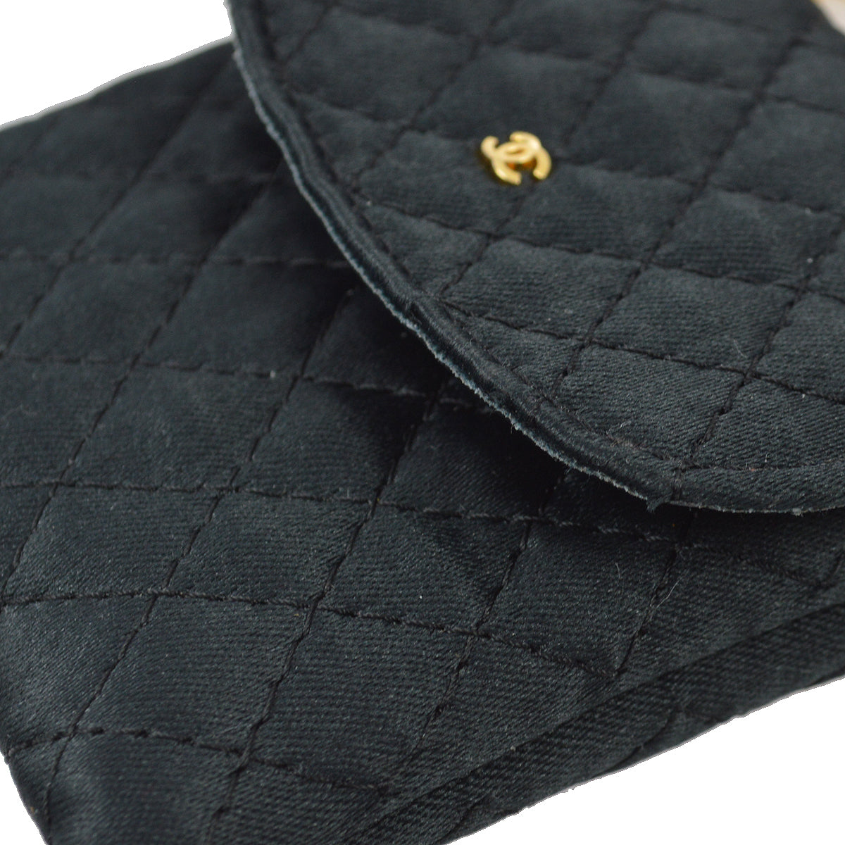 Chanel Black Satin Mini Shoulder Pouch Bag