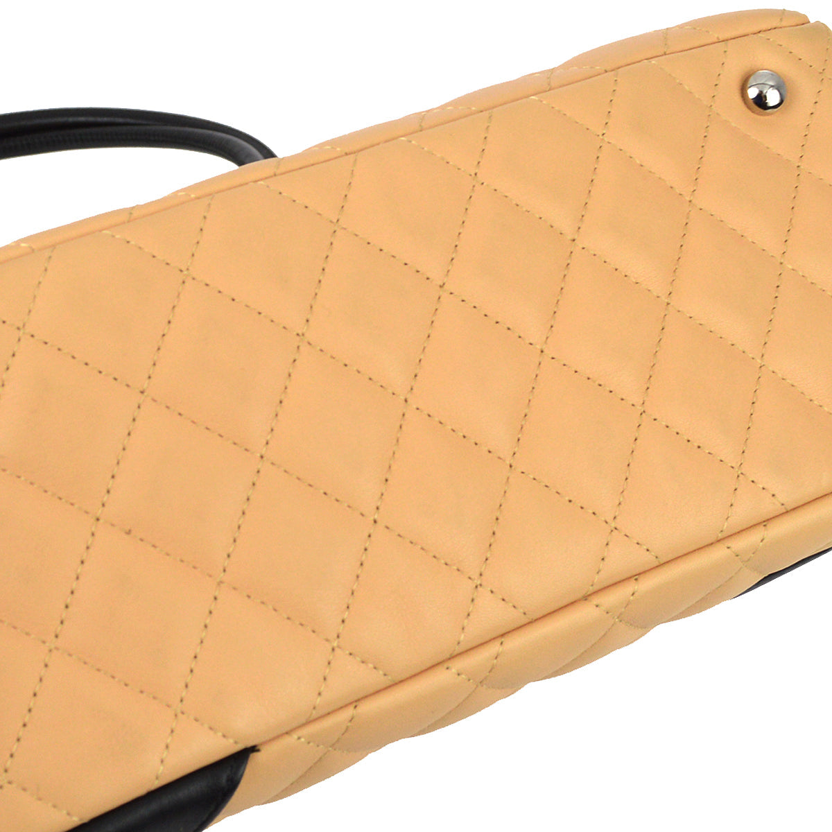 Chanel Beige Black Calfskin Cambon Ligne Bowling Handbag