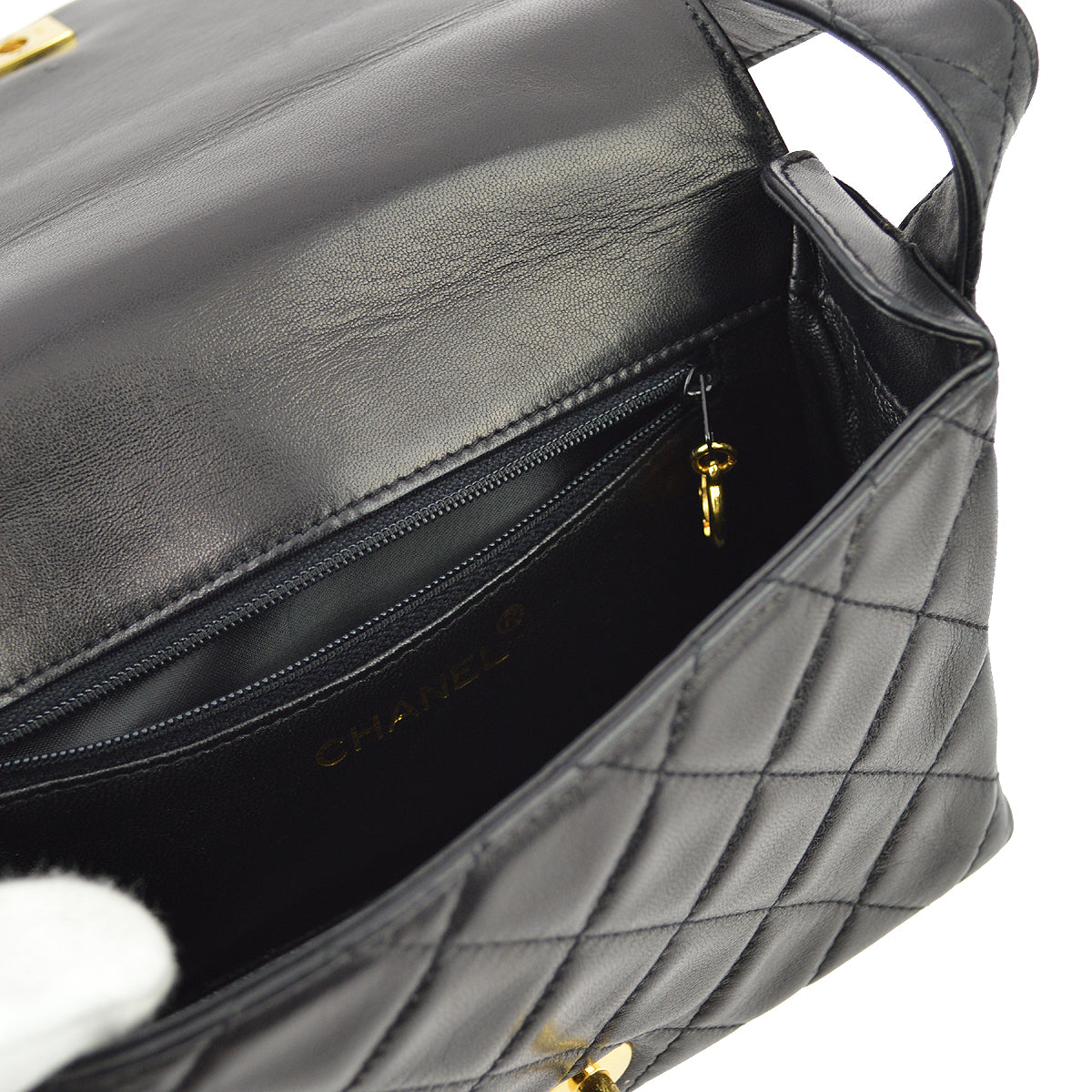 Chanel Black Lambskin Turnlock Shoulder Bag