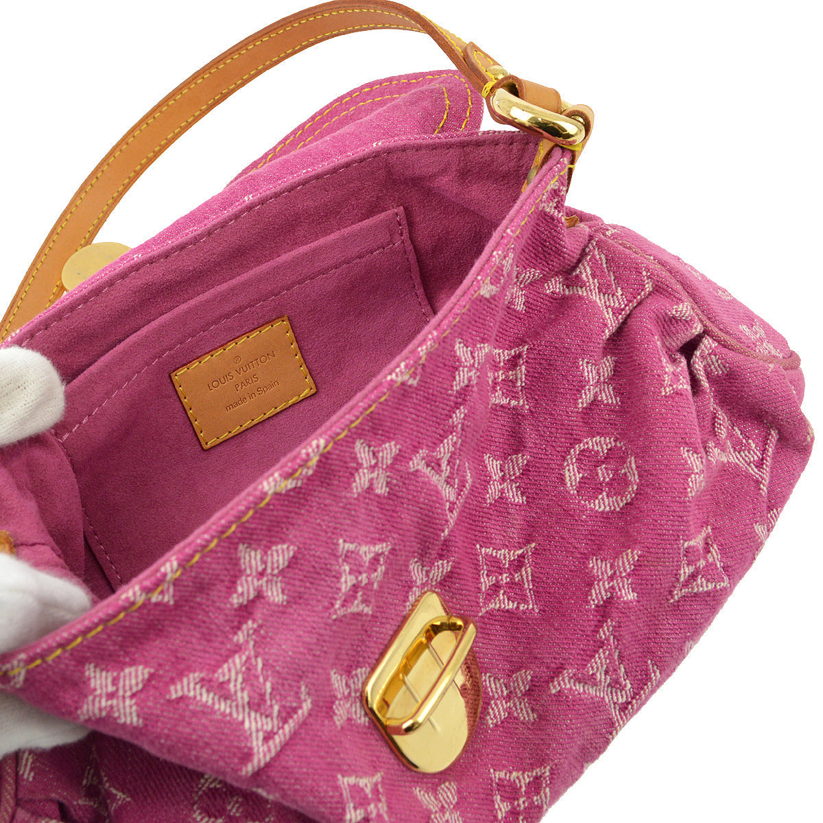 Louis Vuitton 2006 Pink Monogram Denim Mini Pleaty Handbag M95216