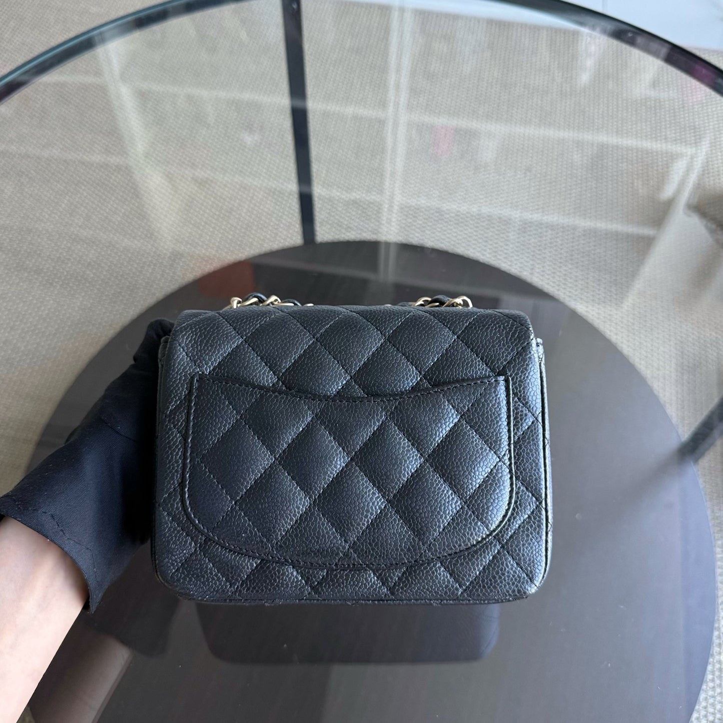 Chanel Classic Flap Mini Square - Caviar Quilted Grained Calfskin Black Gold Hardware Series 21