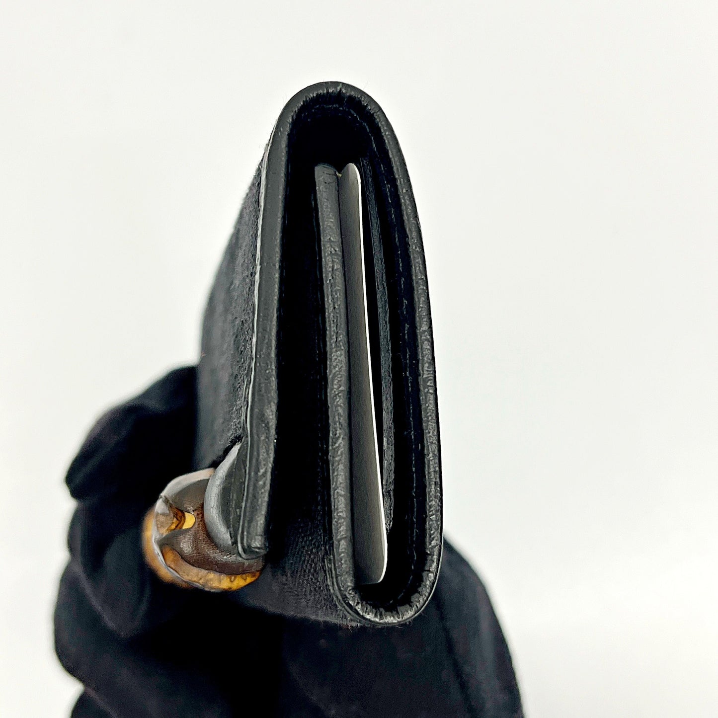 Gucci Black Guccissima Print Leather Tri-fold Key and Card holder gu6607sn