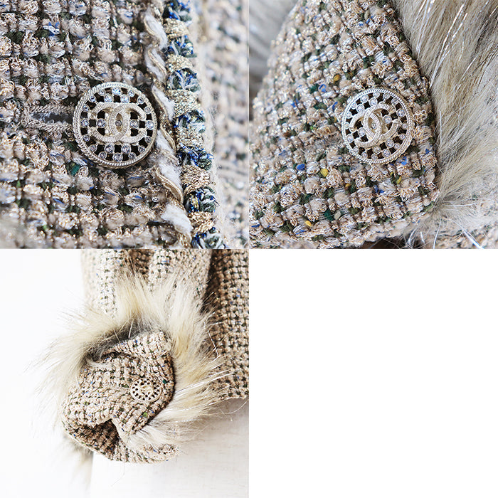 Chanel Tweed Collarless Jacket Gold Classic Flap Tote