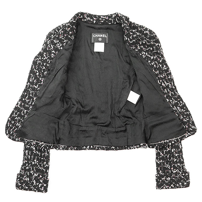 Chanel Tweed Jacket Wool Blend Black Multicolor Classic Flap Tote