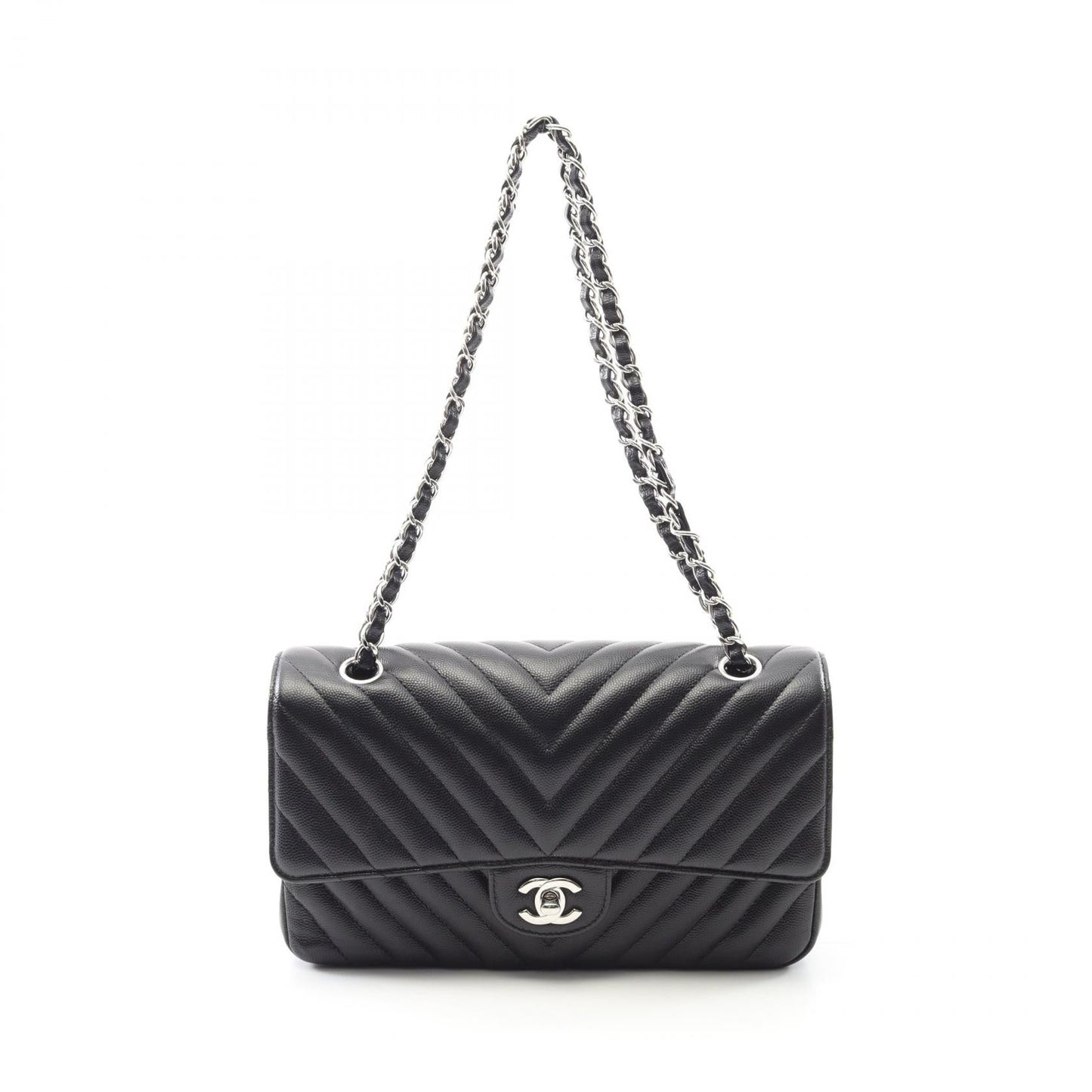 Chanel Chevron V Stitch Caviar Shoulder Bag