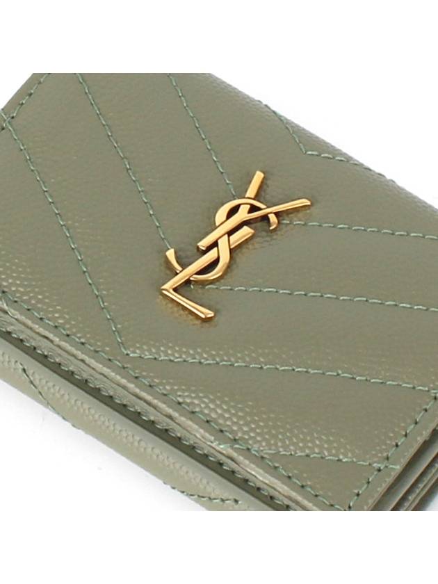 Luxury Saint Laurent Trending 2025 Monogram Quilting Leather Half Wallet Green