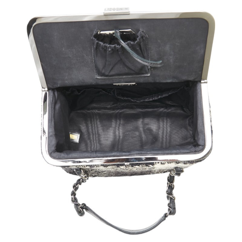 Chanel Vanity Tweed Leather Handbag Classic Flap