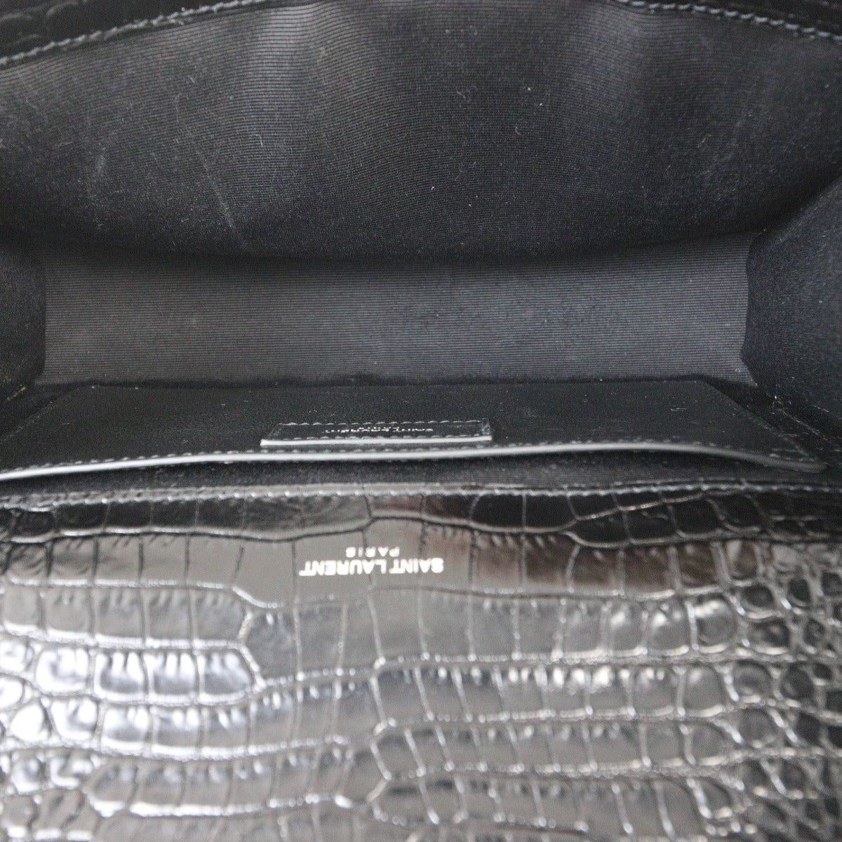 Saint Laurent Kate Tassel Chain Bag Medium Croc-Embossed